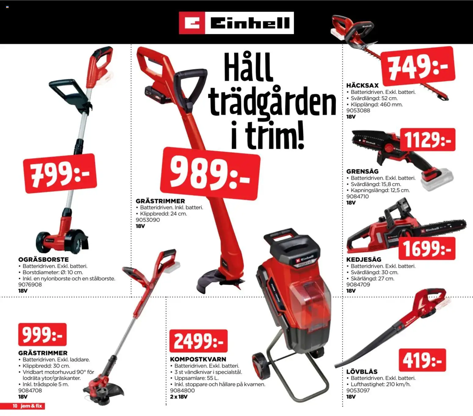ByggMax reklamblad aktuell från 22/06/2026 | Sida: 10 | Produkter: Grästrimmer, Häcksax, Lövblås, Häll