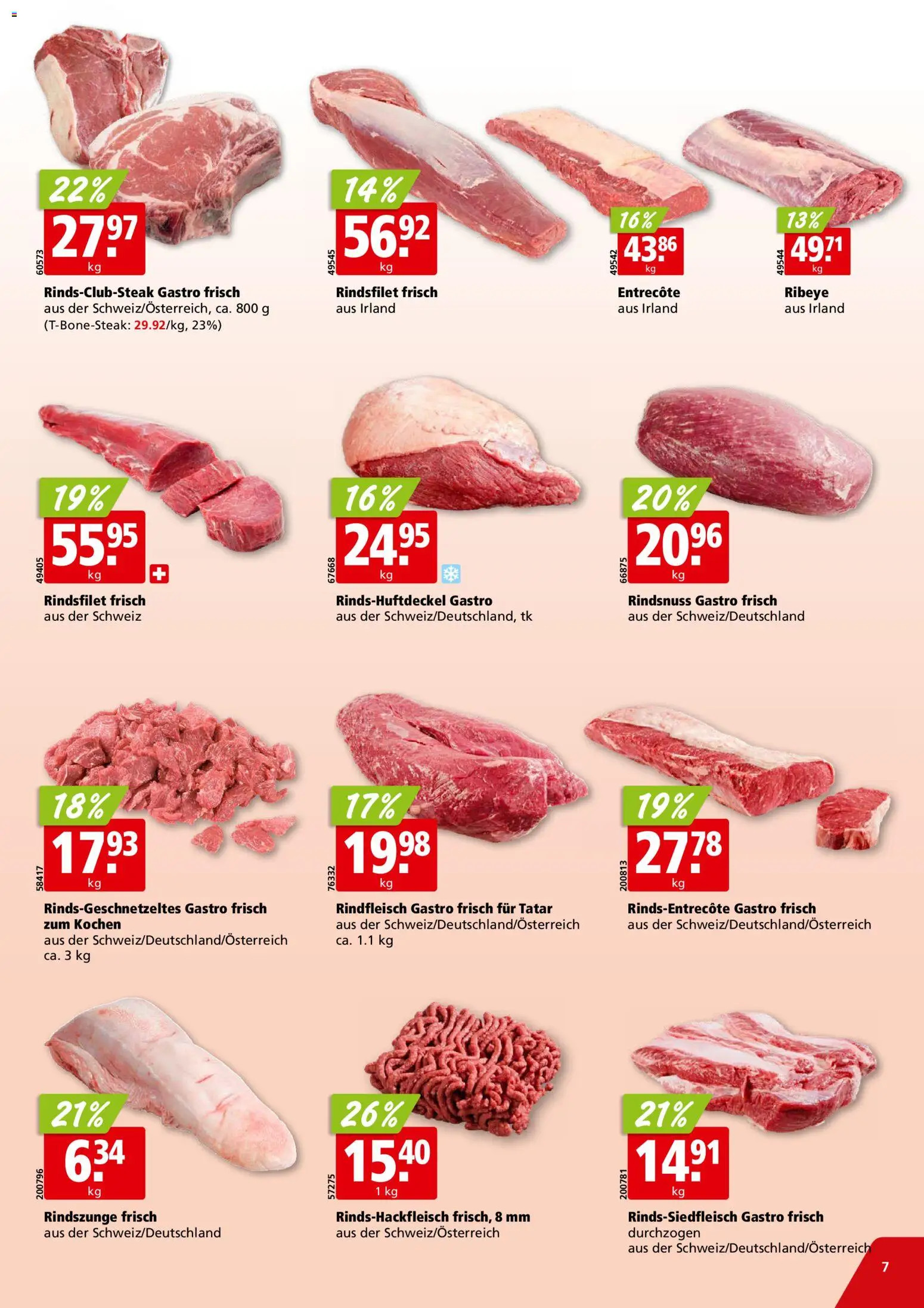 Aligro aktionen Chavannes, Matran, Genf, Sitten – gültig ab 29.06.2026 | Seite: 7 | Produkte: Rindfleisch