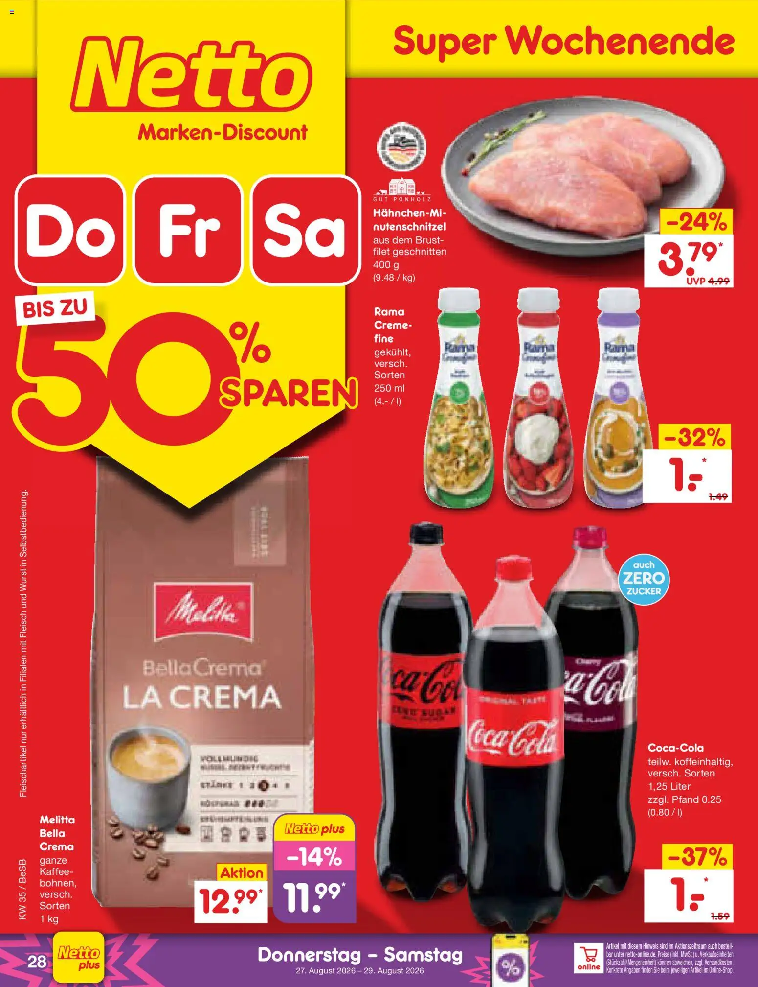 Netto Marken-Discount Prospekt – gültig ab 24.08.2026 | Seite: 40 | Produkte: Coca cola, Kaffee, Wurst, Fleisch