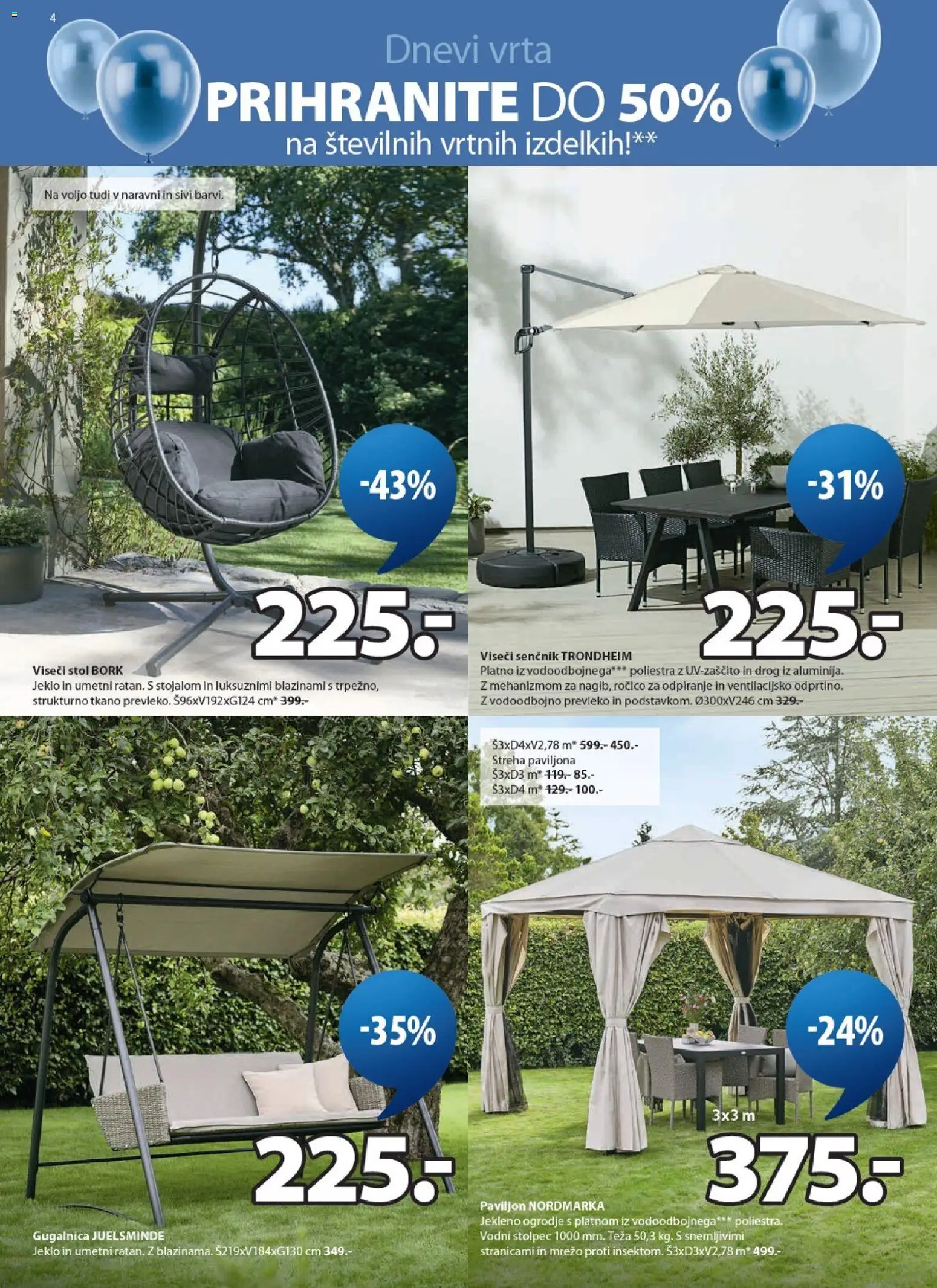 Novi JYSK katalog ponudbe – veljaven od 22.04.2026 | Stran: 4 | Izdelki: Paviljon, Senčnik, Teza, Stol