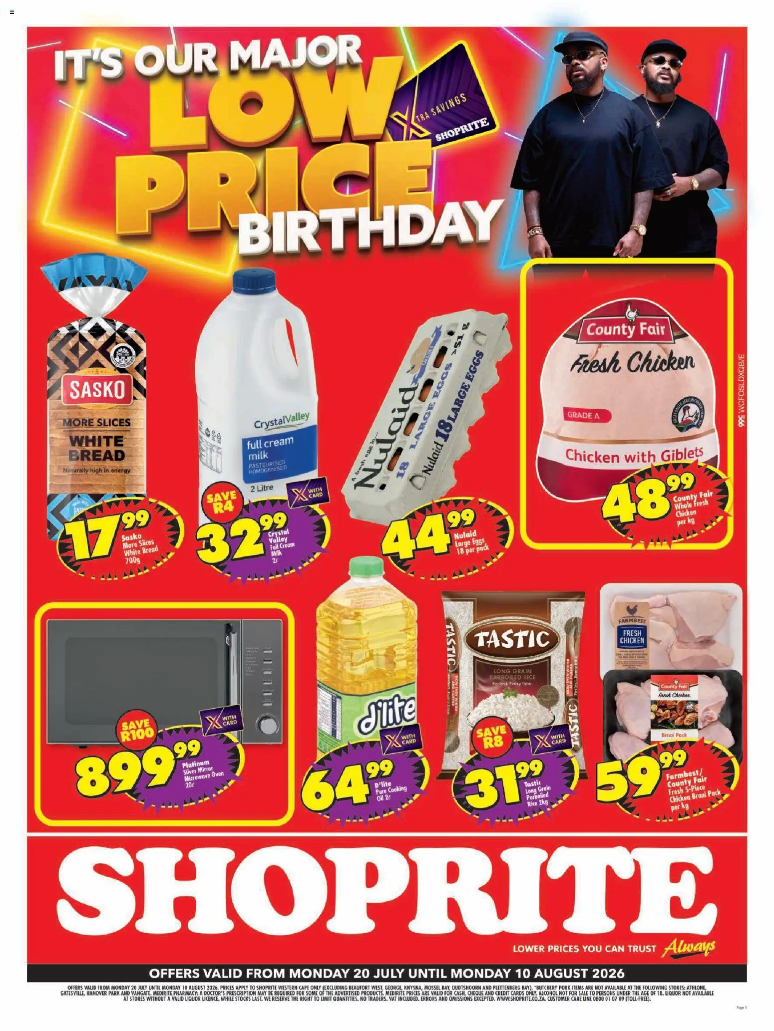 New Shoprite catalogue – valid from 20/07/2026 | Page: 1 | Products: Mirror, Milk, Chicken, Pork