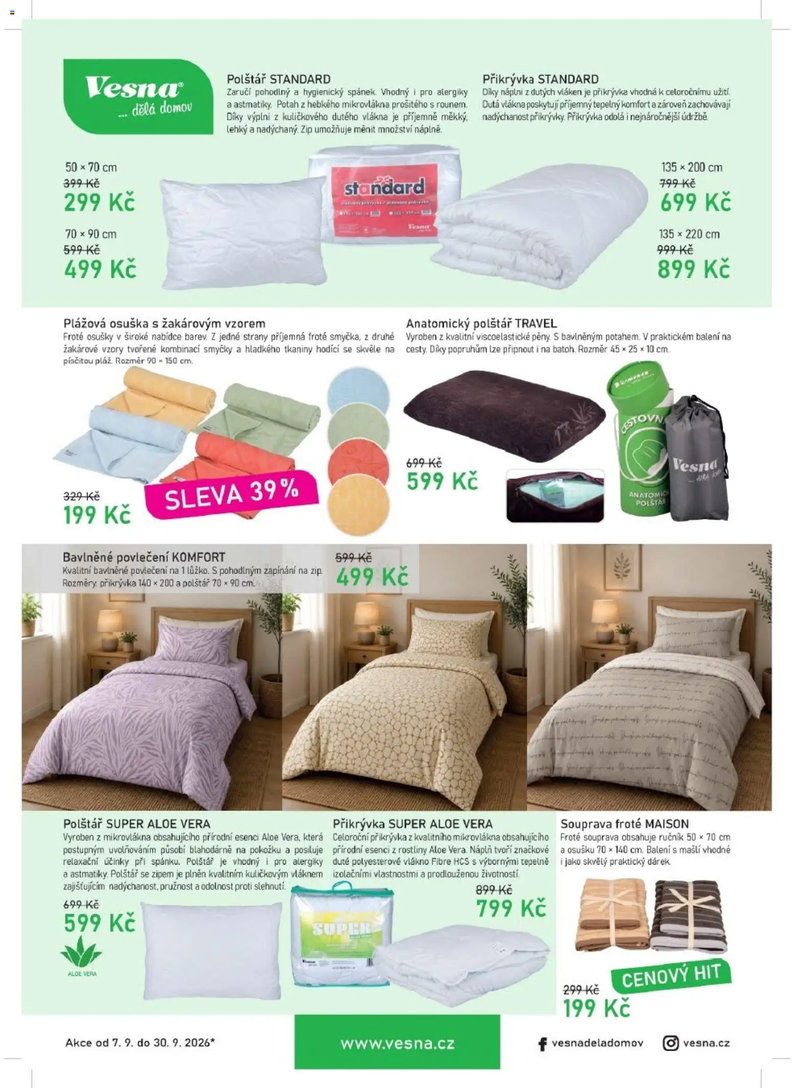 Vesna leták od 07.09.2026 | Strana: 1 | Produkty: Ručník, Povlečení, Aloe vera, Přikrývka