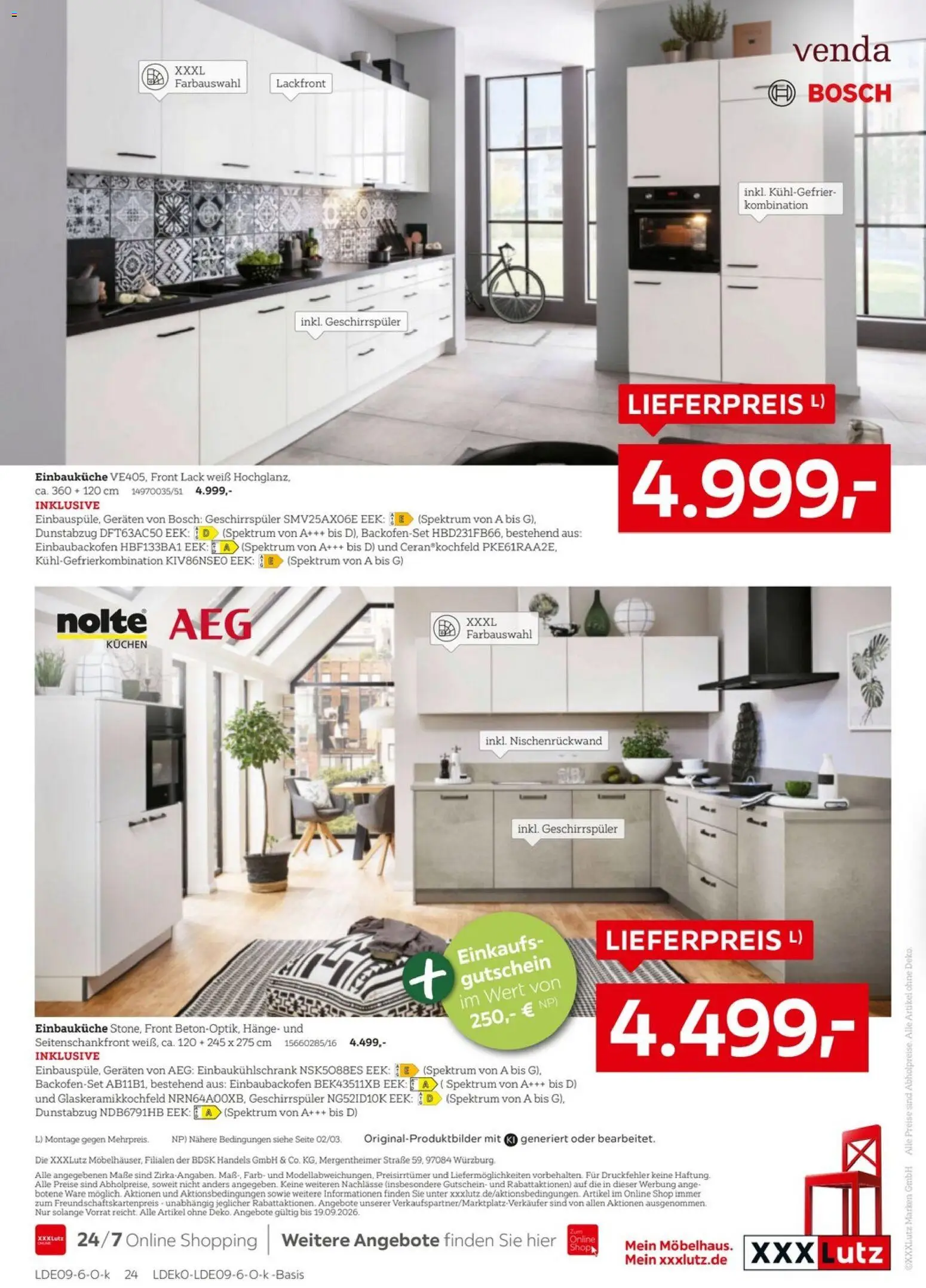 XXXLutz Nr. 1 bei Küchen – gültig ab 05.09.2026 | Seite: 24 | Produkte: Geschirrspüler, Einbauküche, Dunstabzug, Kuchen