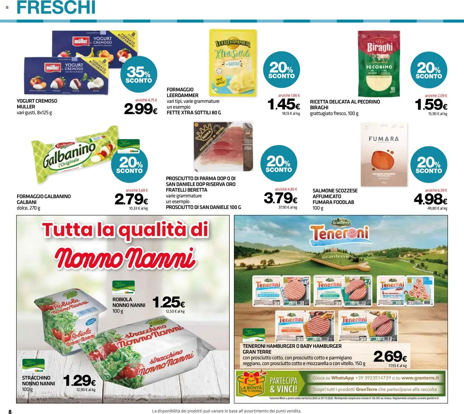 Volantino Superconti del 13/08/2026 | Pagina: 8 | Prodotti: Prosciutto di Parma, Mozzarella, Formaggio, Stracchino