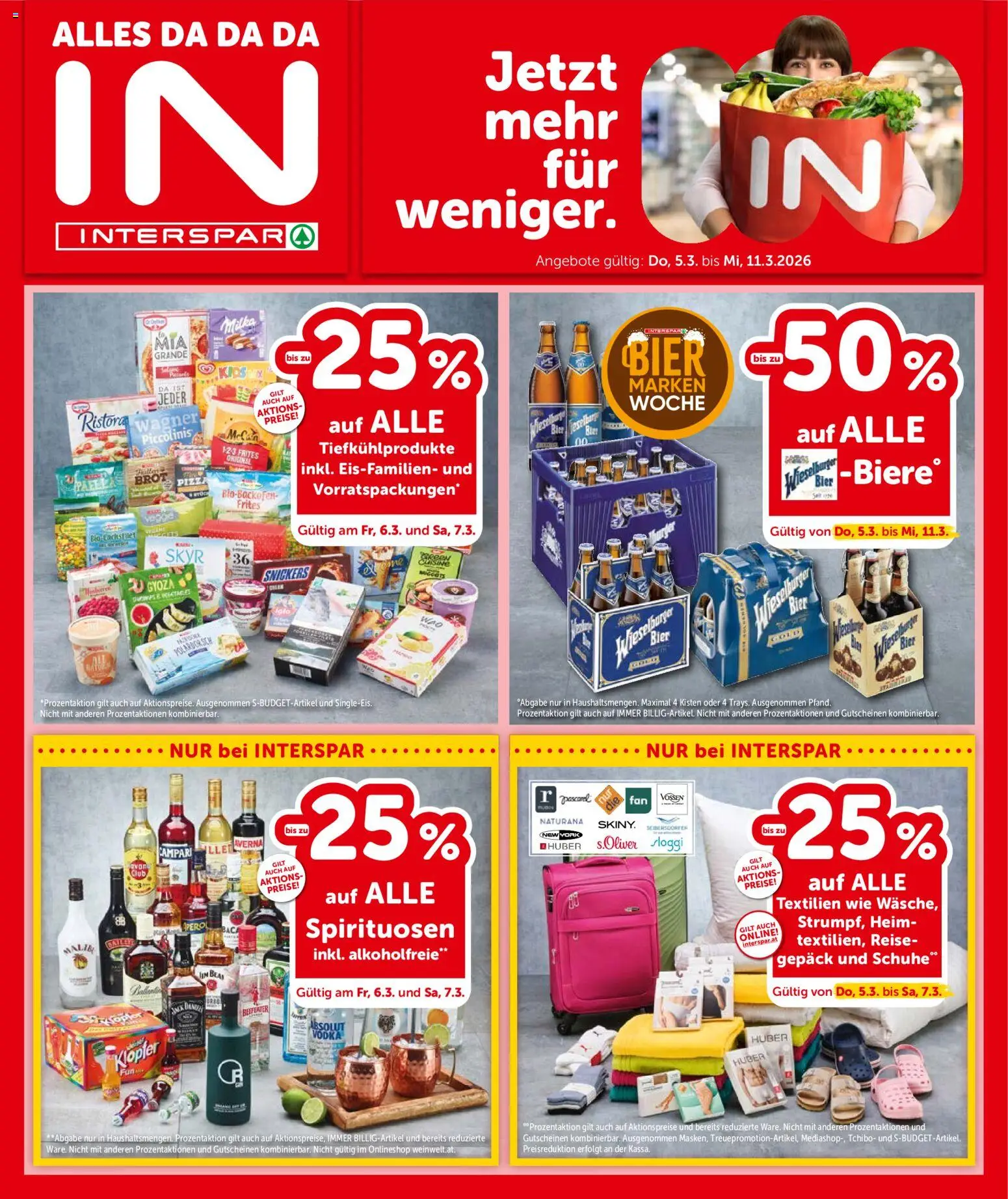 Interspar Flugblatt - Wien gültig ab 05.03.2026 | Seite: 1 | Produkte: Snickers, Brot, Pizza, Bier