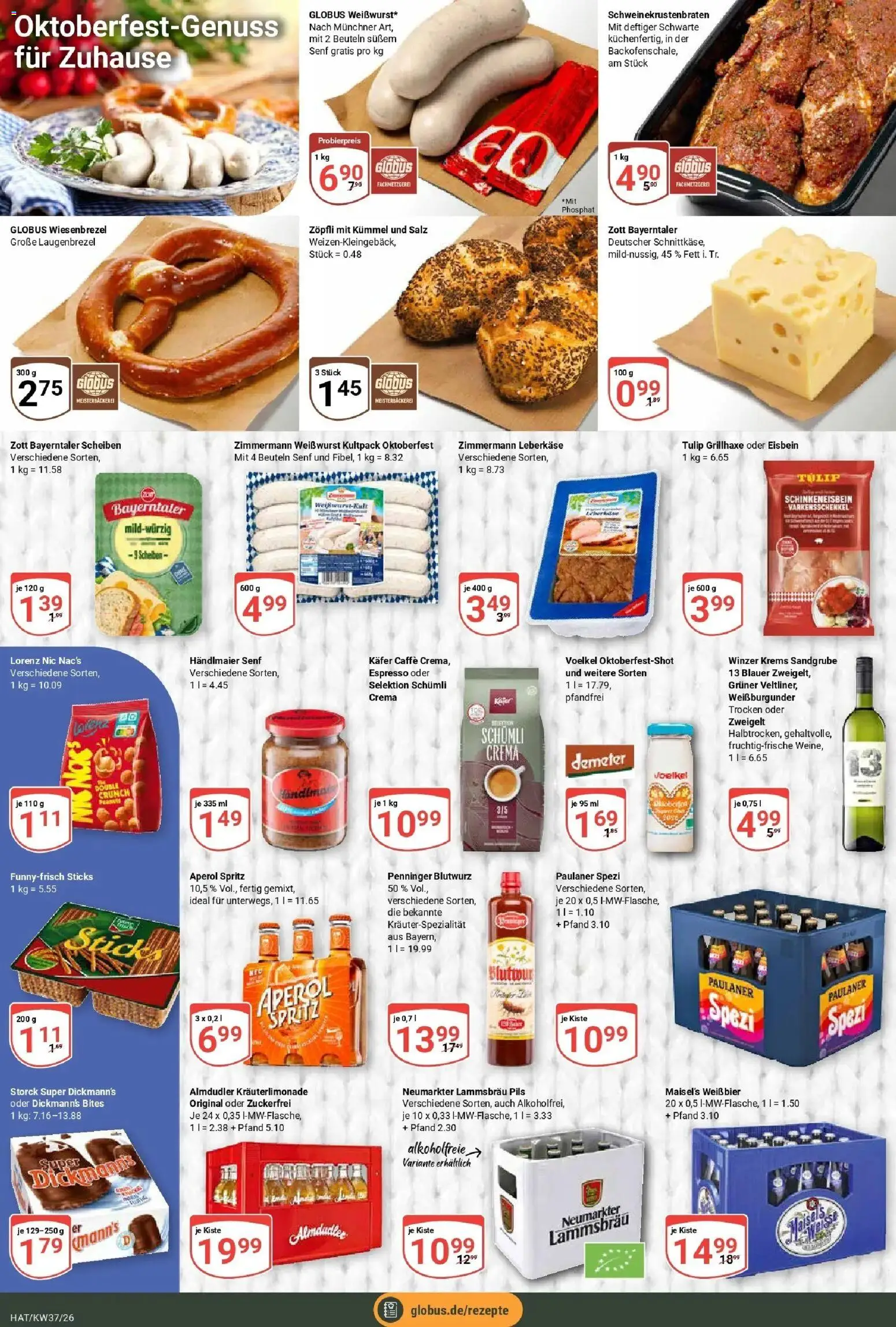 Globus Prospekt Hattersheim – gültig ab 07.09.2026 | Seite: 8 | Produkte: Bier, Aperol, Paulaner, Leberkase