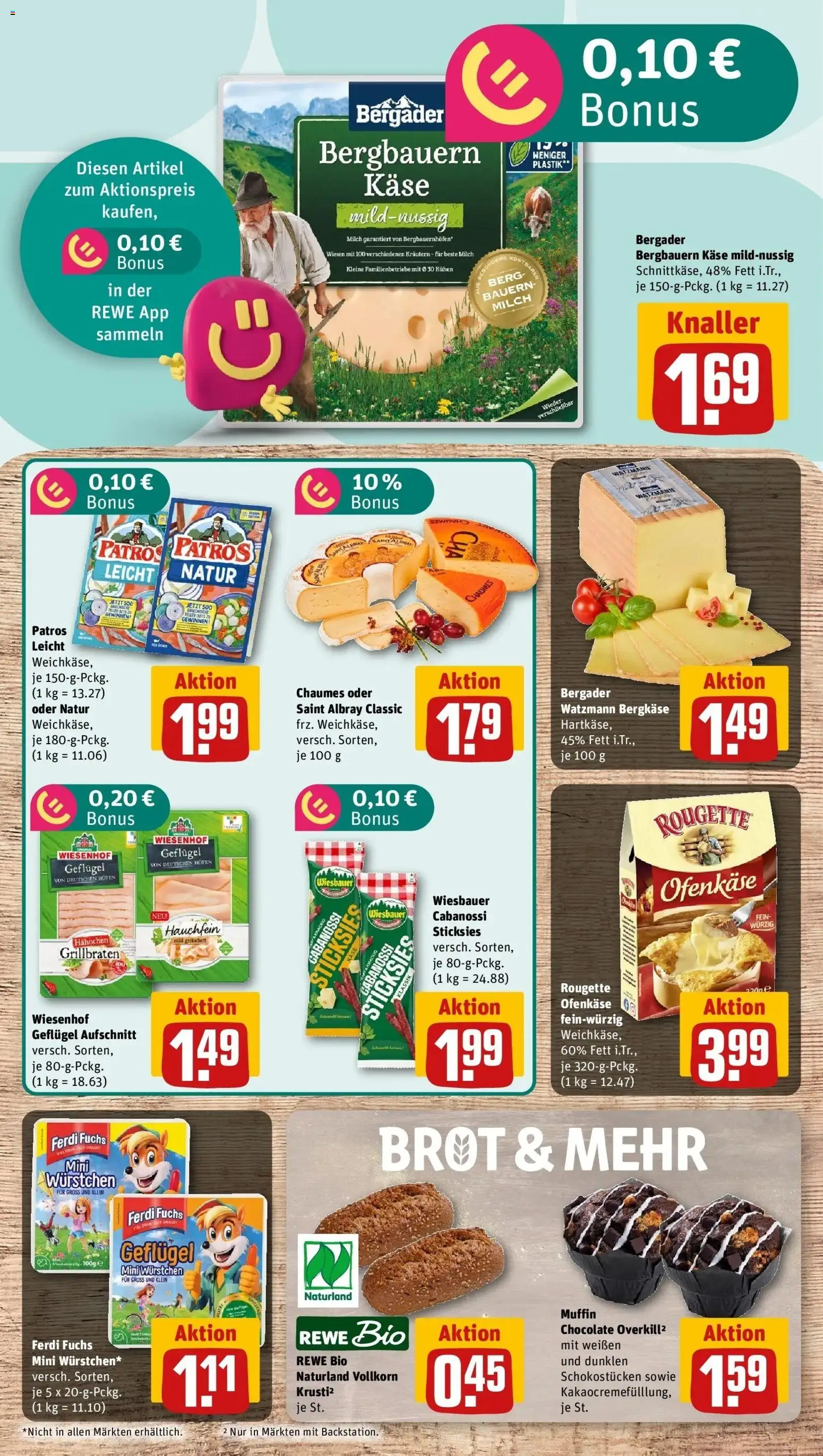 REWE Prospekt ab 05.10.2026 zum Blättern » Angebote | Seite: 11 | Produkte: Hahnchen, Käse, Patros, Brot