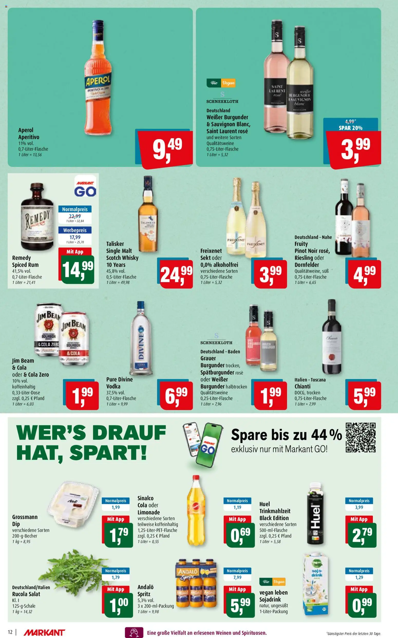Markant Prospekt – gültig ab 24.08.2026 | Seite: 12 | Produkte: Jim beam, Cola, Limonade, Salat