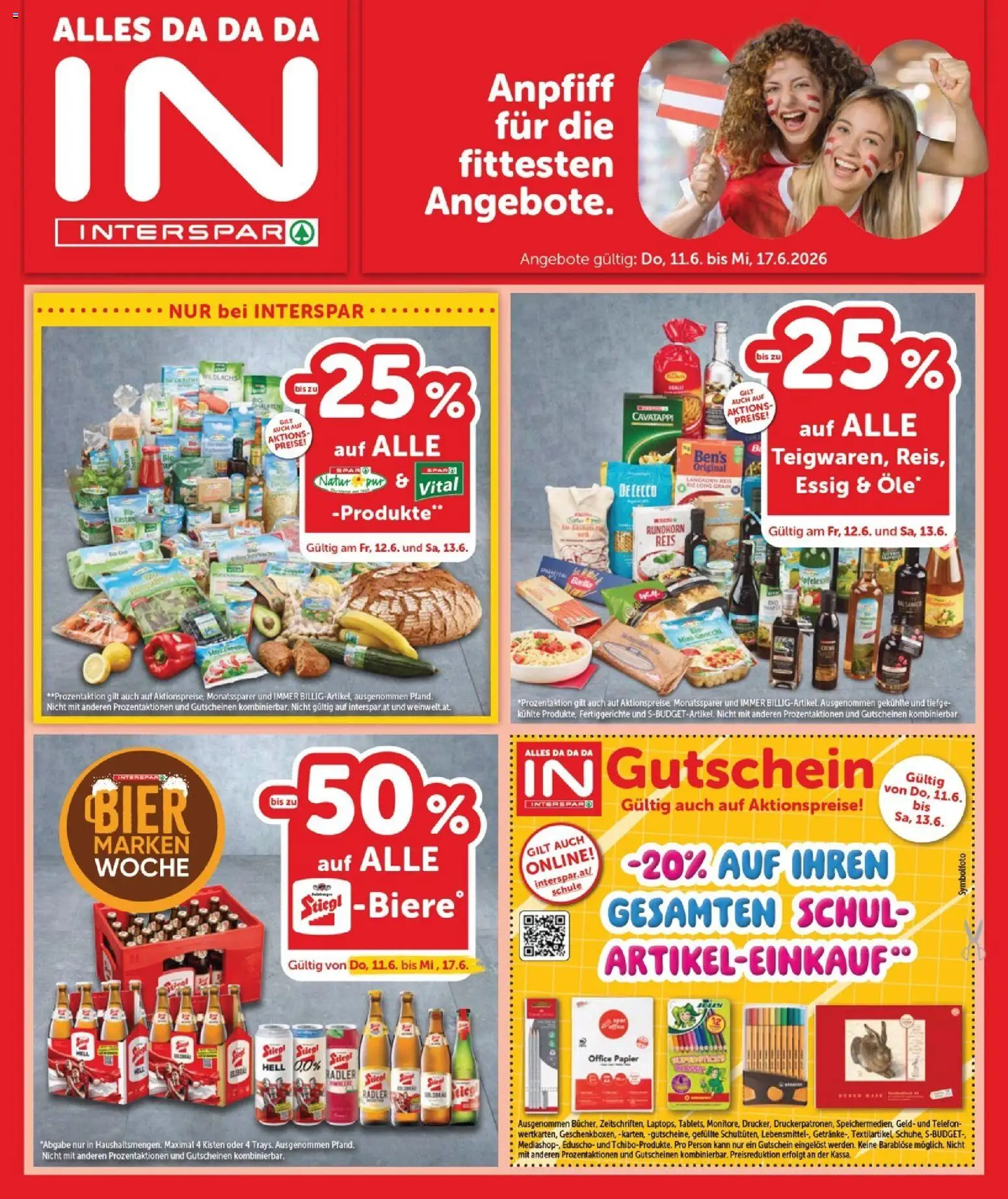 Interspar Flugblatt - Burgenland Nord gültig ab 11.06.2026 | Seite: 1 | Produkte: Fertiggerichte, Telefon, Bier, Reis