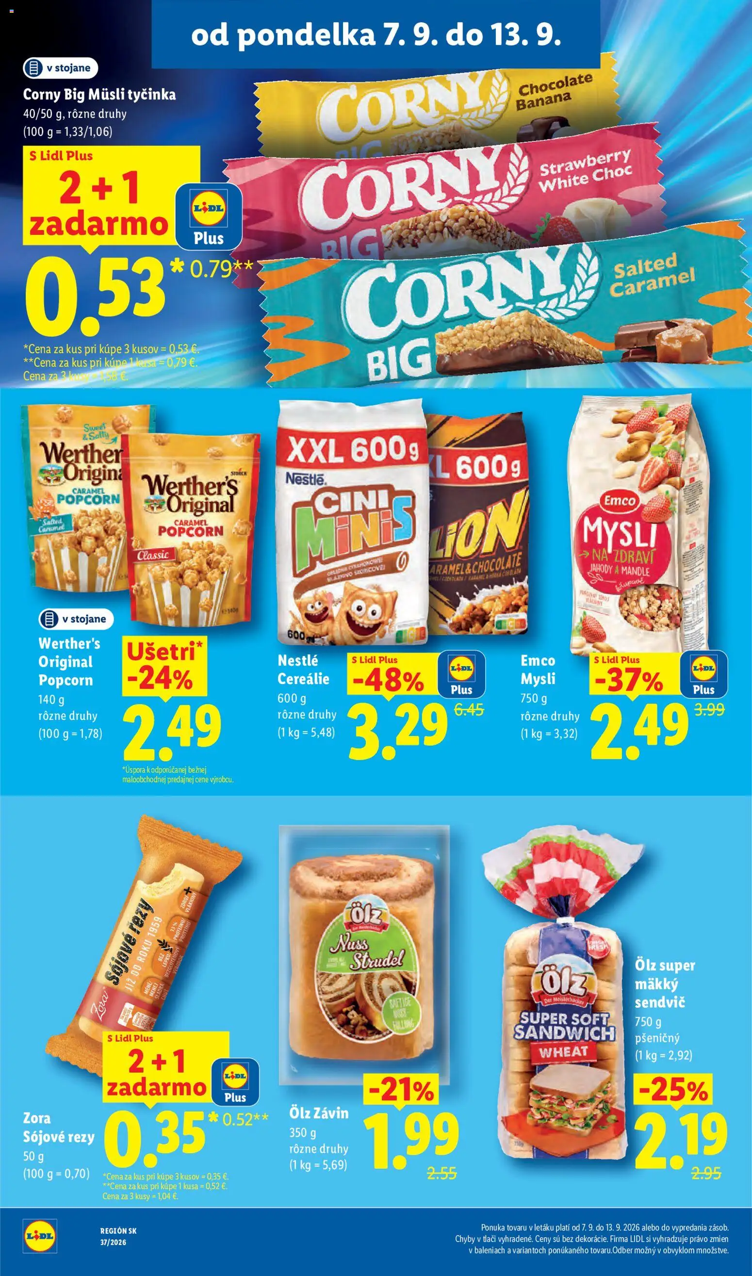 Nové Lidl akcie – leták je platný od 07.09.2026 | Strana: 28 | Produkty: Müsli, Popcorn, Cereálie, Mandle