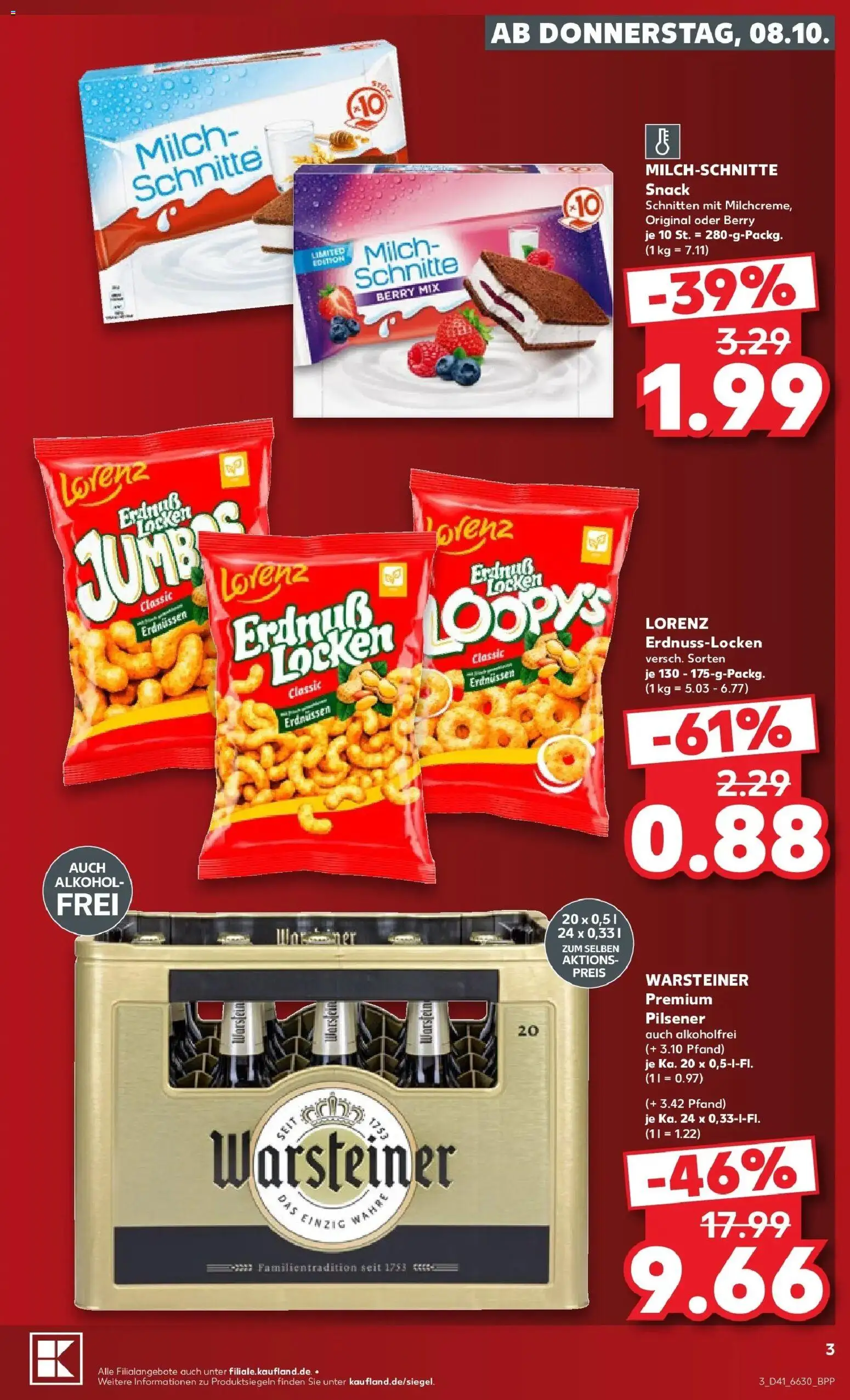 Prospekt Kaufland ab 08.10.2026 » Angebote Online zum Blättern | Seite: 3 | Produkte: Milch, Alkohol, Warsteiner
