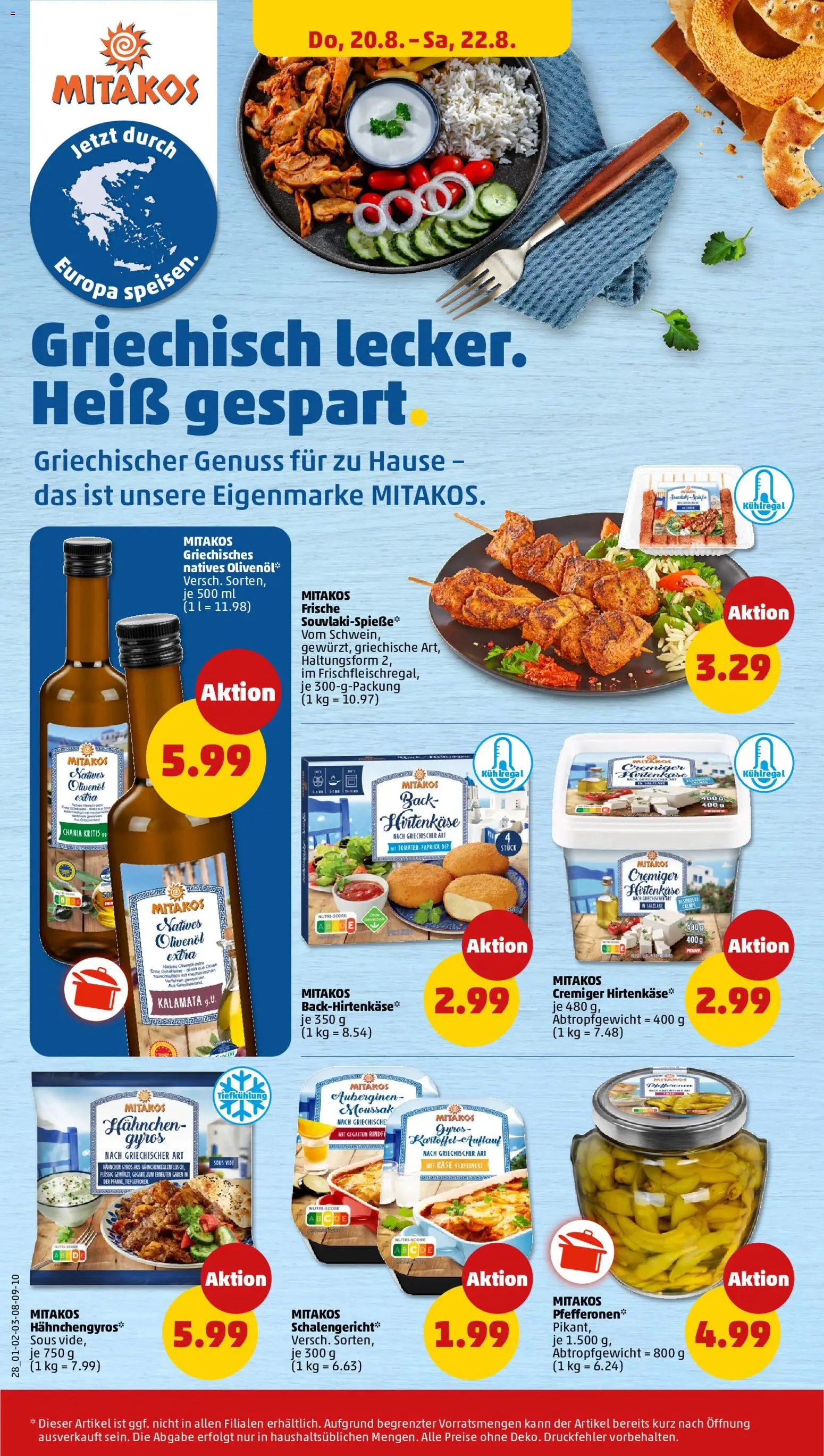 Penny Prospekt – gültig ab 17.08.2026 | Seite: 36 | Produkte: Hahnchen, Käse, Olivenol, Gyros