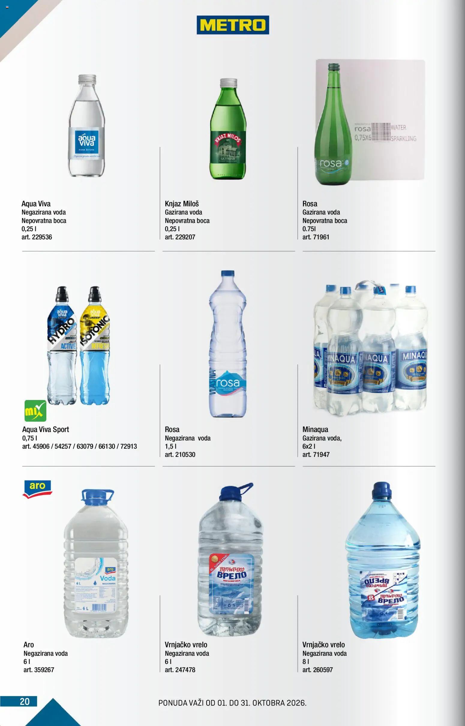 Metro katalog - važi od 01.10.2026 | Strana: 20 | Proizvode: Negazirana voda, Voda