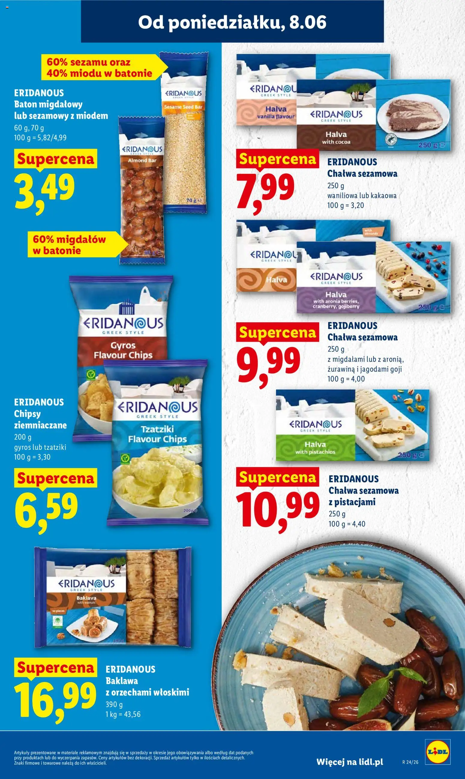 Lidl gazetka od 08.06.2026 | Strona: 45 | Produkty: Baklava, Chipsy, Żurawina, Baton