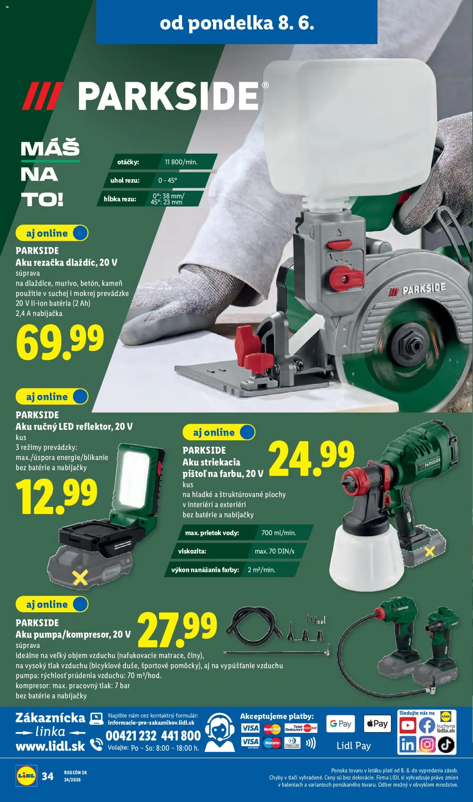 Nové Lidl akcie – leták je platný od 08.06.2026 | Strana: 50 | Produkty: Pumpa, Kuchyňa, Kompresor, Rezačka