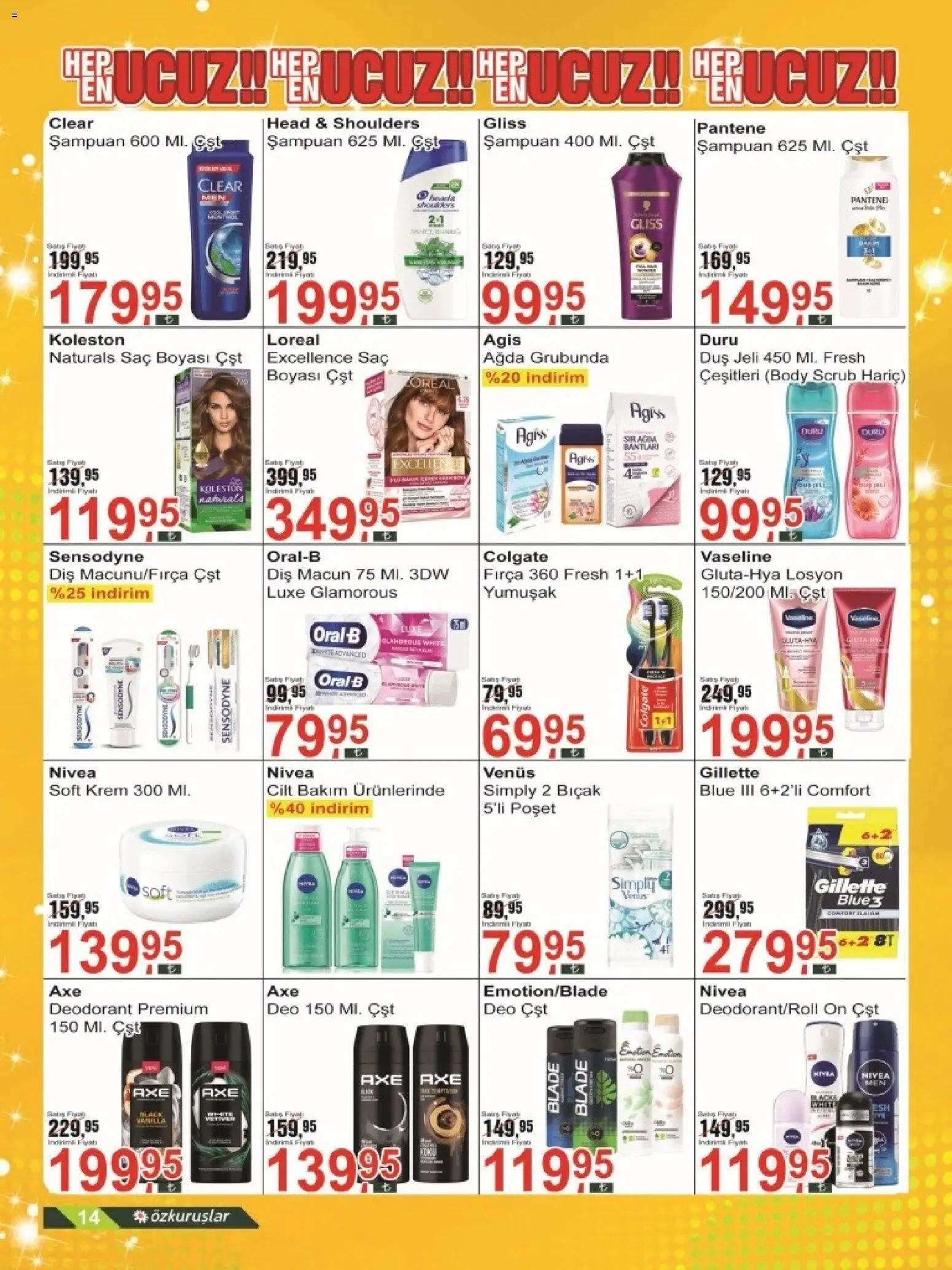 Özkuruşlar Katalog - 11 Temmuz 2026 tarihinden itibaren geçerlidir | Sayfa: 14 | Ürünler: Duş, Şampuan, Krem, Deodorant