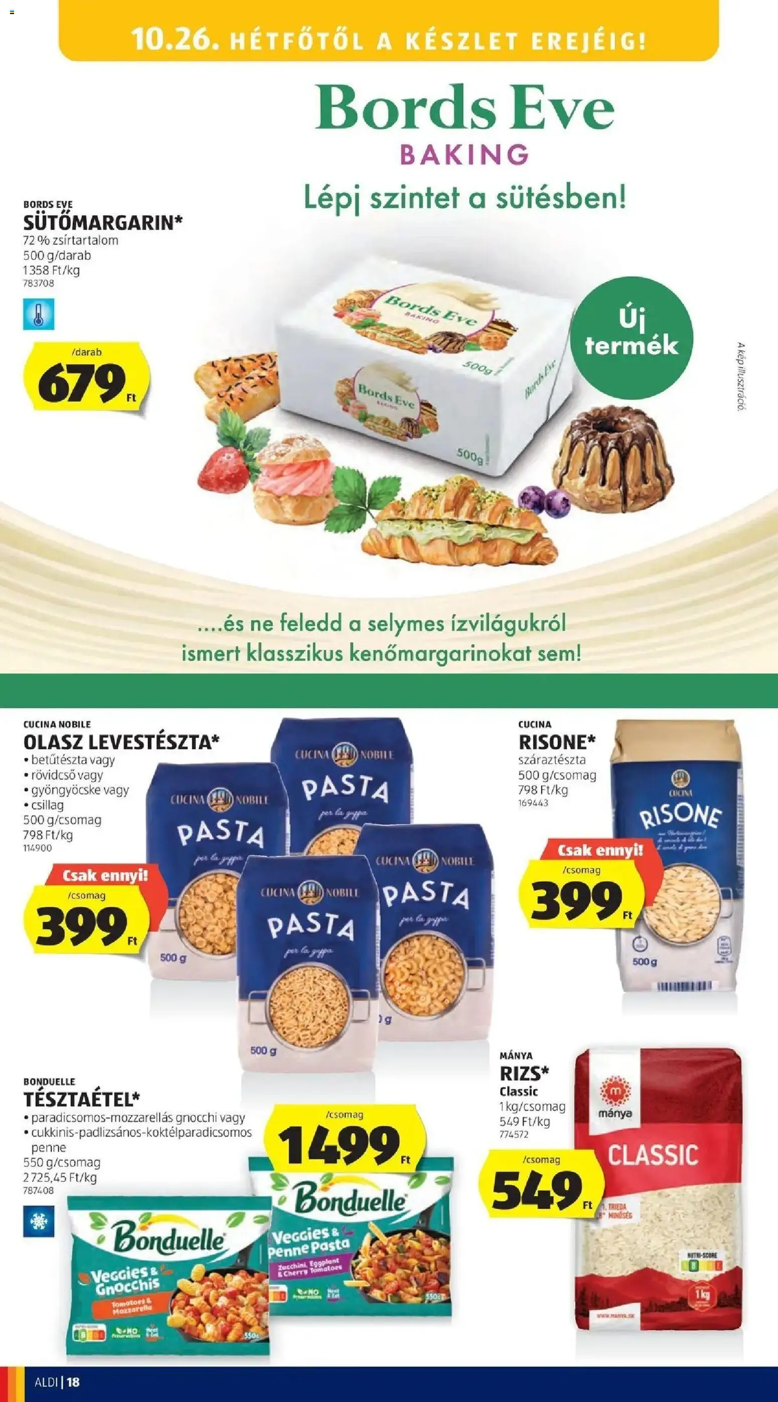 Aldi akciós ujság - amely érvényes a következő dátumtól: 2026.10.17. | Oldal: 18 | Termékek: Mozzarella, Gnocchi, Száraztészta, Bonduelle