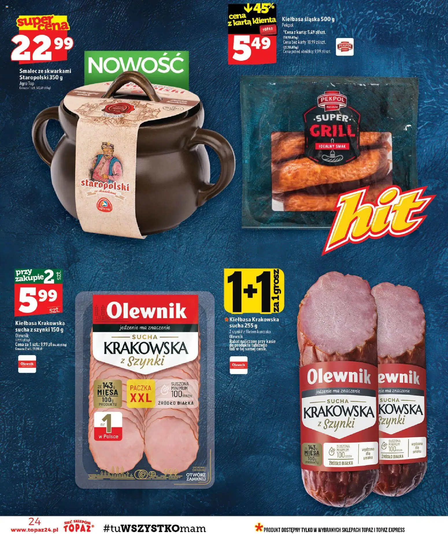 Topaz gazetka - MAZ od 29.10.2026 | Strona: 24 | Produkty: Kiełbasa, Karta, Kiełbasa krakowska, Kiełbasa śląska