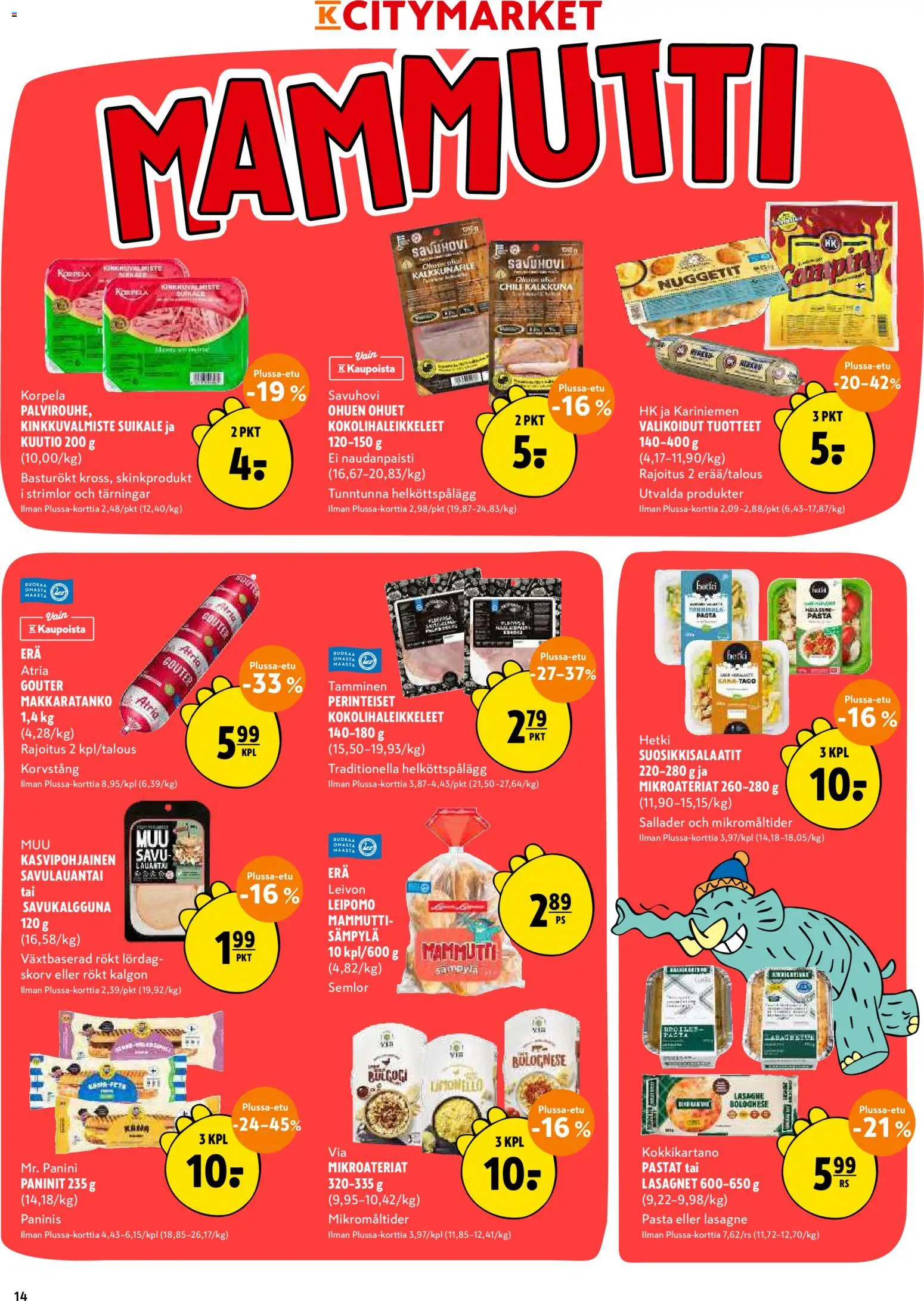 K-Citymarket tarjoukset – voimassa 18.05.2026 alkaen | Sivu: 14 | Tuotteet: Leipomo, Chili, Pasta