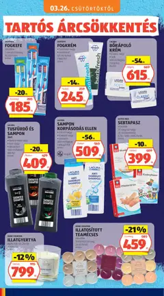 DENTOFIT FOGKRÉM, • Coolfresh vagy • Herbfresh, 125 ml/tubus - amely érvényes a következő dátumtól: 03.05.2026 | Oldal: 90 | Termékek: Sebtapasz, Illatgyertya, Tusfürdő, Citrom
