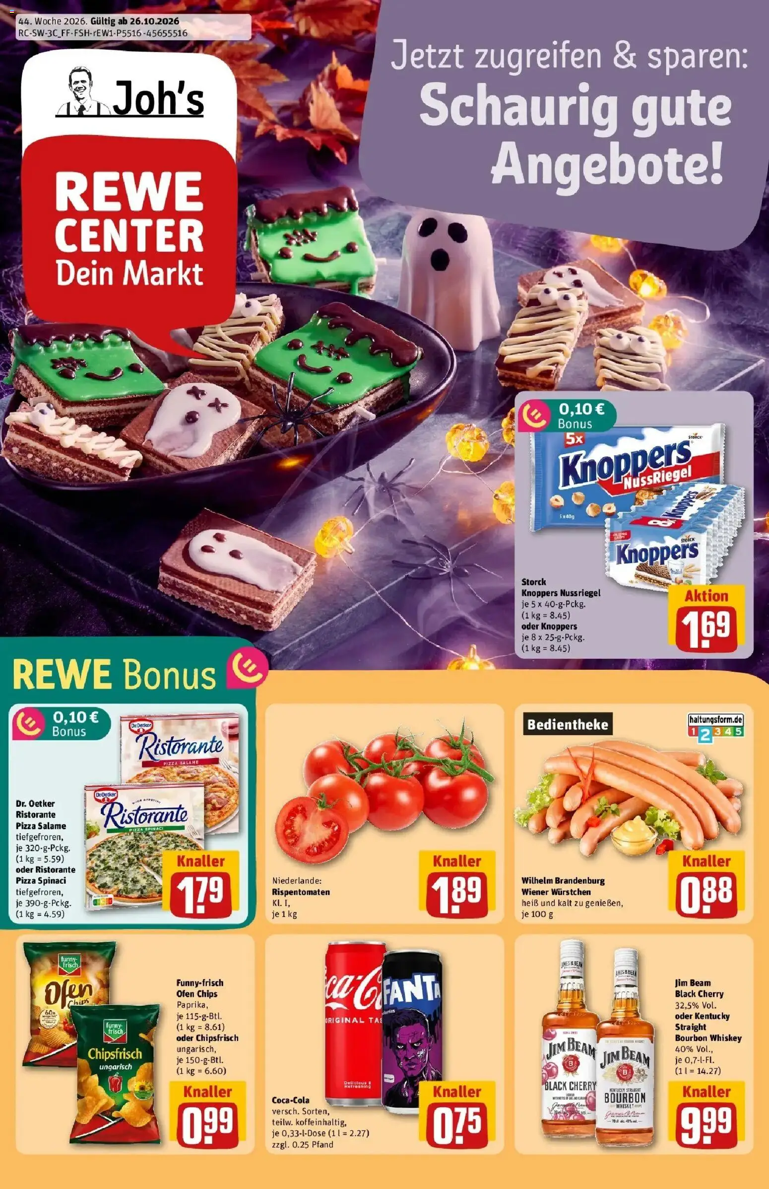 REWE Prospekt ab 26.10.2026 zum Blättern » Angebote | Seite: 1 | Produkte: Ofen, Jim beam, Wiener wurstchen, Whiskey
