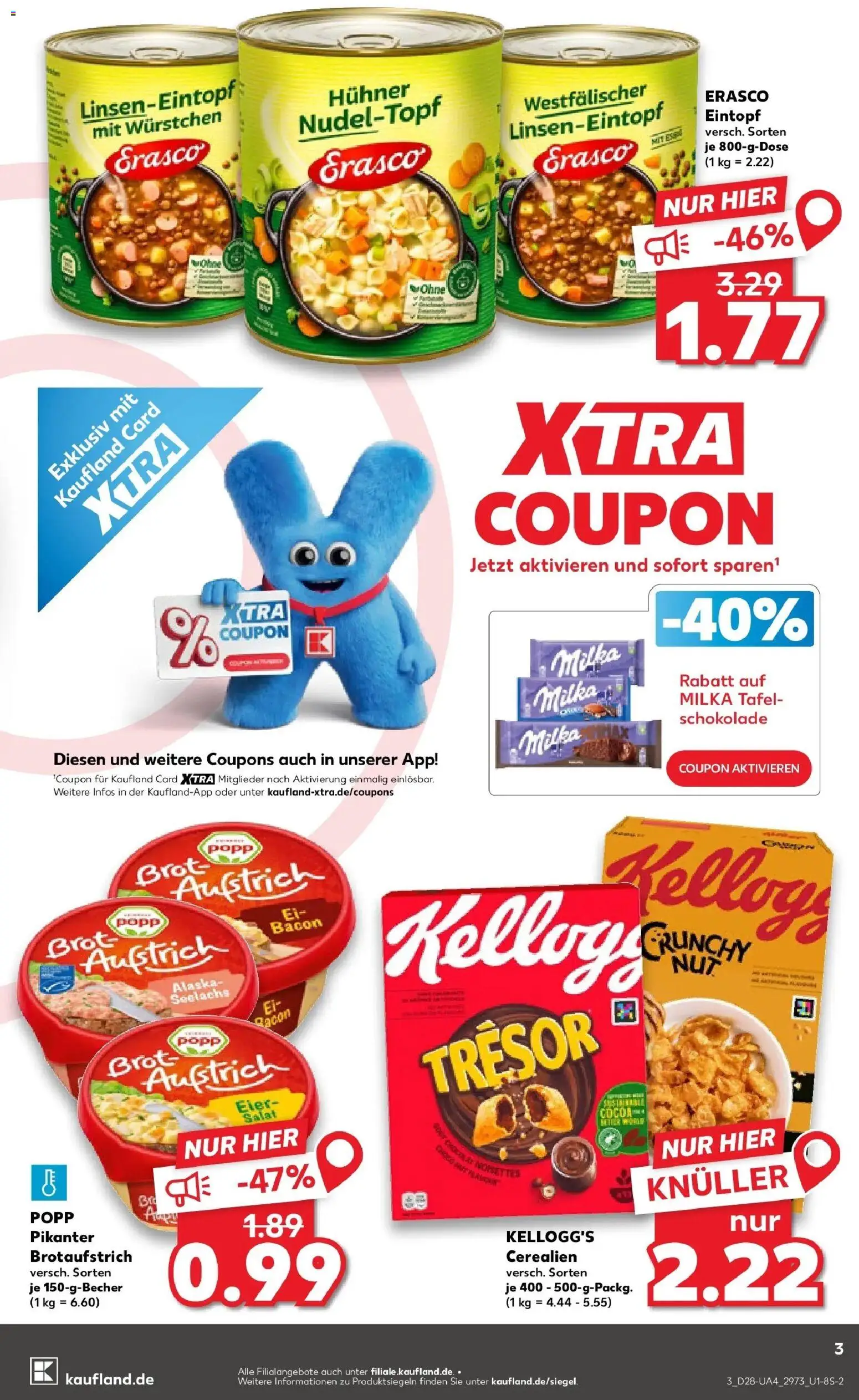 Kaufland Kaufland: Mo-Mi Der Wochenstart – gültig ab 05.07.2026 | Seite: 12 | Produkte: Schokolade, Kellogg's, Erasco, Salat