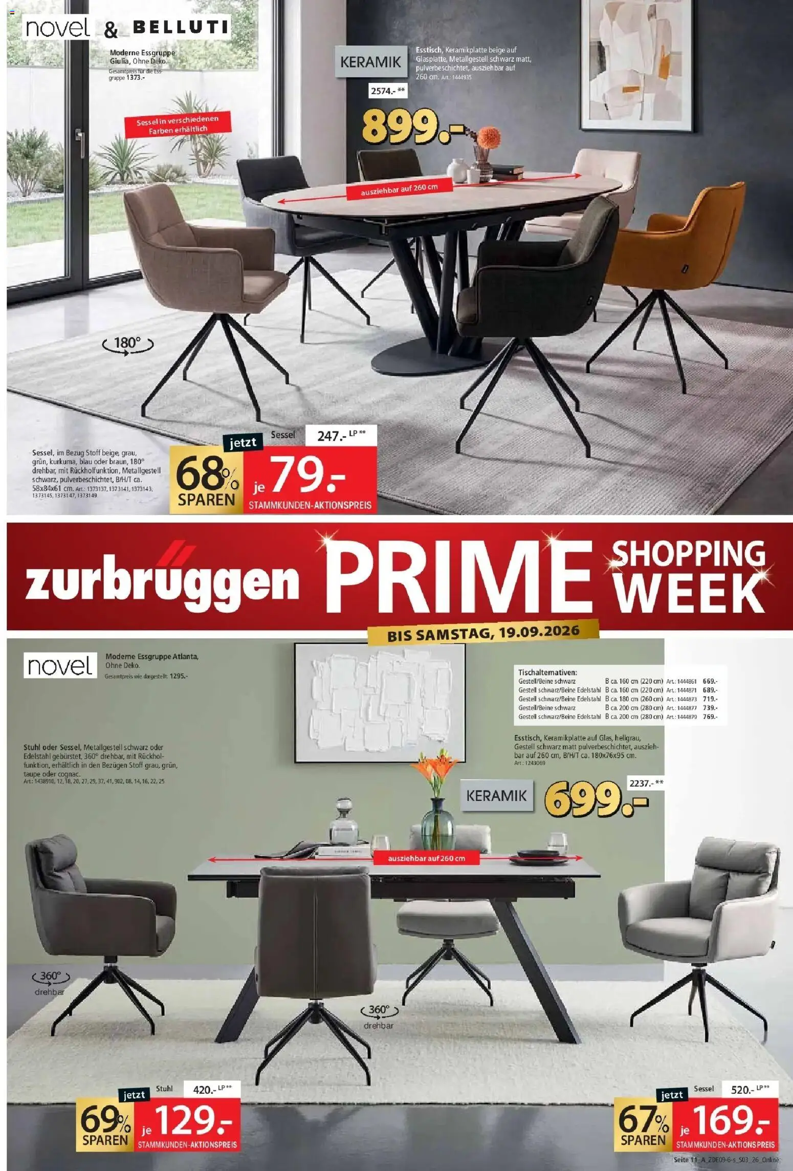 Zurbrüggen Prime Shopping week – gültig ab 13.09.2026 | Seite: 17 | Produkte: Essgruppe, Sessel, Stuhl