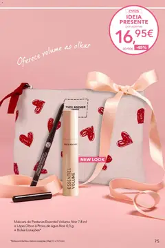 Pré-visualização Máscara de Pestanas Essentiel Volume Noir 7,8 ml + Lápis Olhos à Prova de água Noir 0,3 g + Bolsa Corações*, Set containing mascara, eyeliner and a bag. válido de 17.04.2026 | Página: 75 | Produtos: Agua, Bolsa, Máscara de pestanas