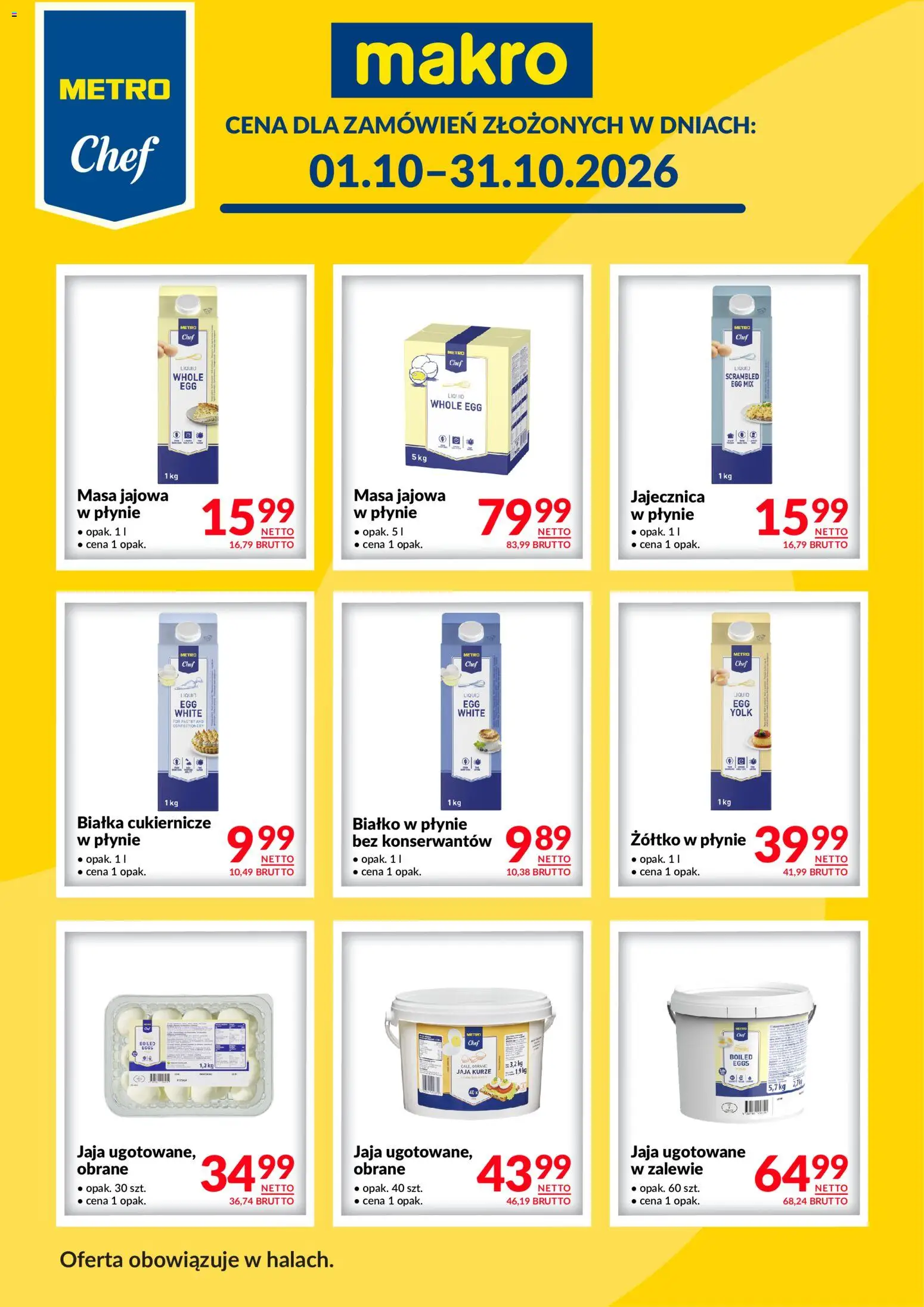 Makro gazetka - Metro Chef od 01.10.2026 | Strona: 1 | Produkty: Białko, Jaja kurze, Jaja
