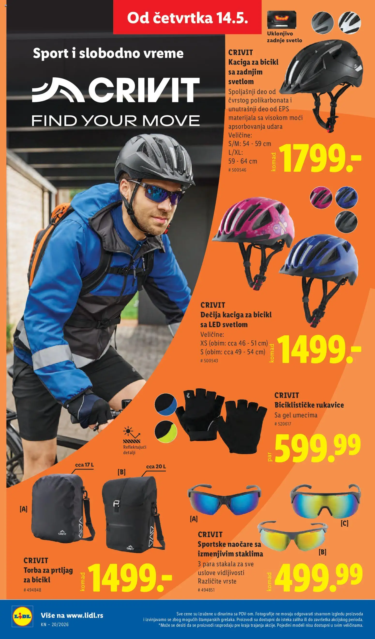 Lidl katalog - važi od 14.05.2026 | Strana: 78 | Proizvode: Prtljag, Rukavice, Naočare, Torba