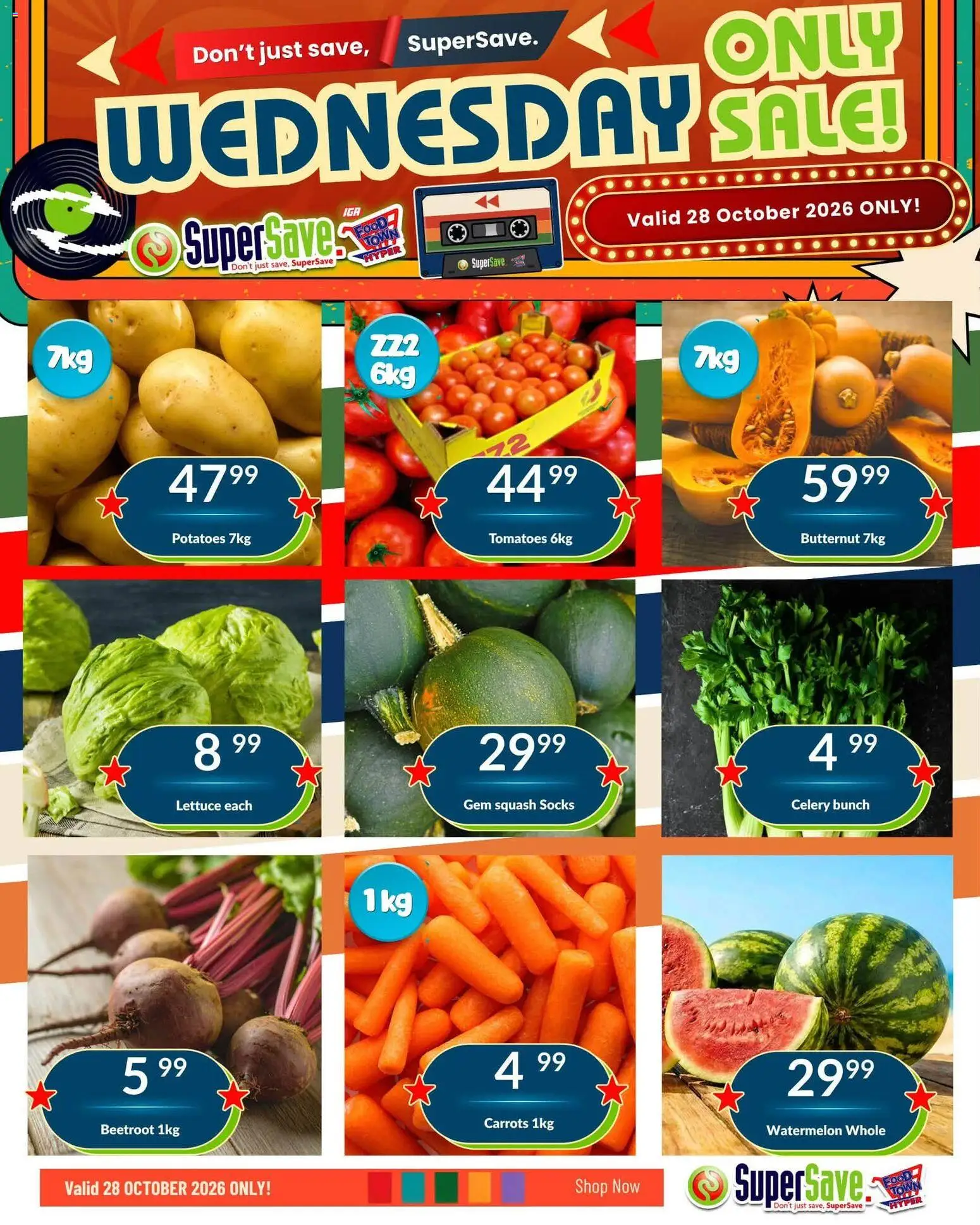 New Super Save catalogue – valid from 28/10/2026 | Page: 2 | Products: Socks, Squash, Celery, Potatoes