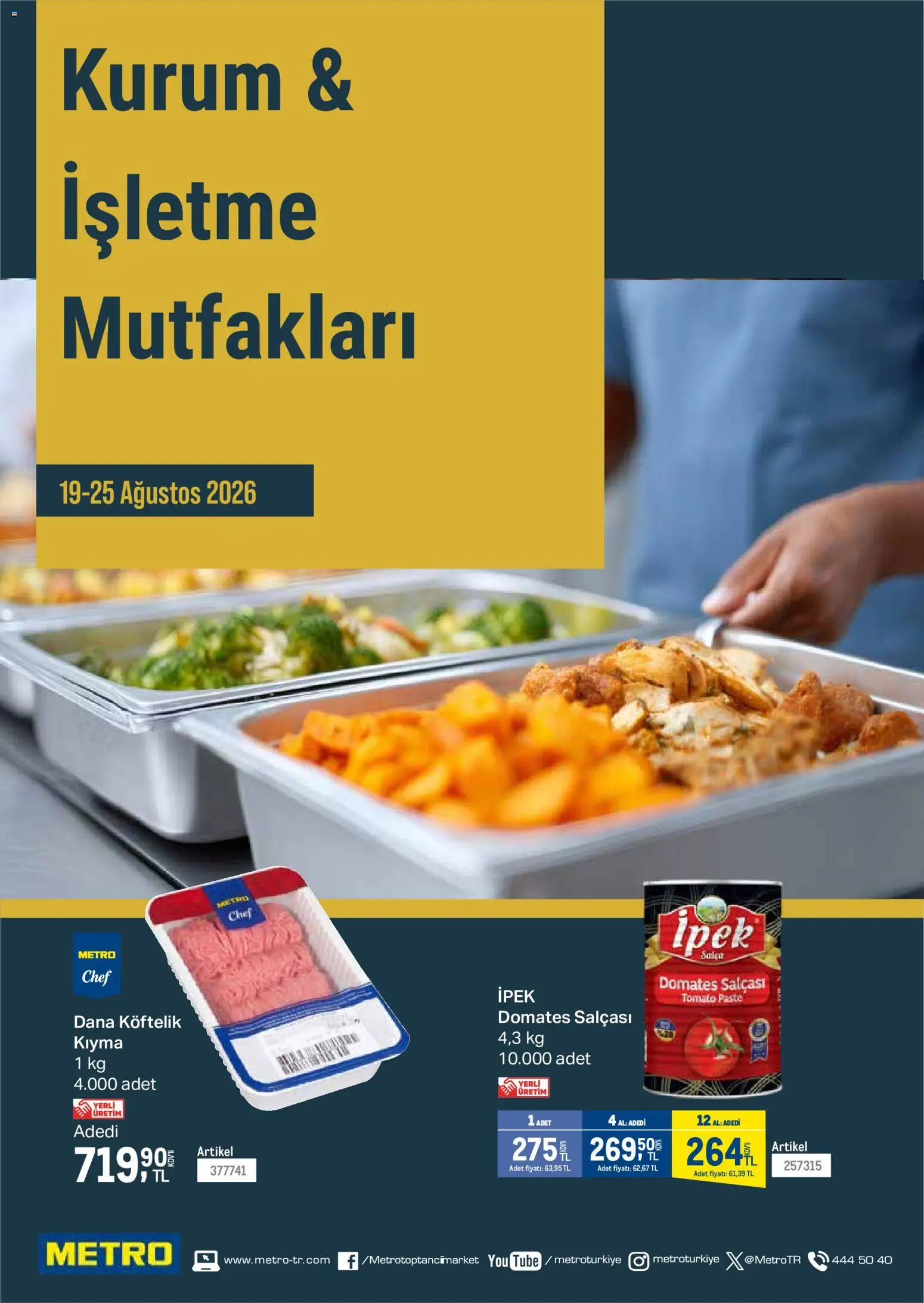 Metro - Kurum & İşletme Mutfakları - 19 Temmuz 2026 tarihinden itibaren geçerlidir | Sayfa: 1 | Ürünler: Domates, Kıyma