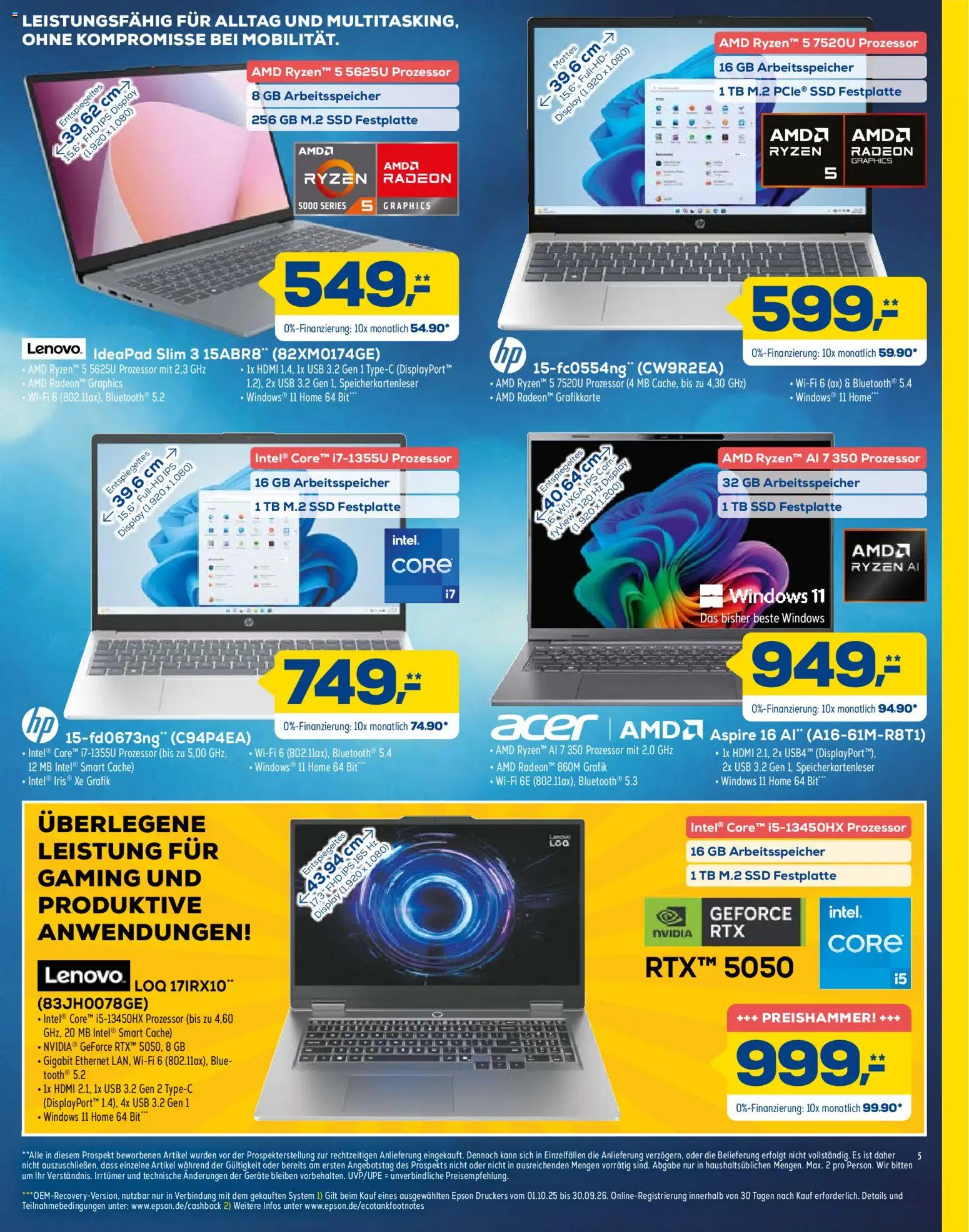Euronics Prospekt – gültig ab 08.08.2026 | Seite: 5 | Produkte: Lenovo, Epson, USB, Grafikkarte