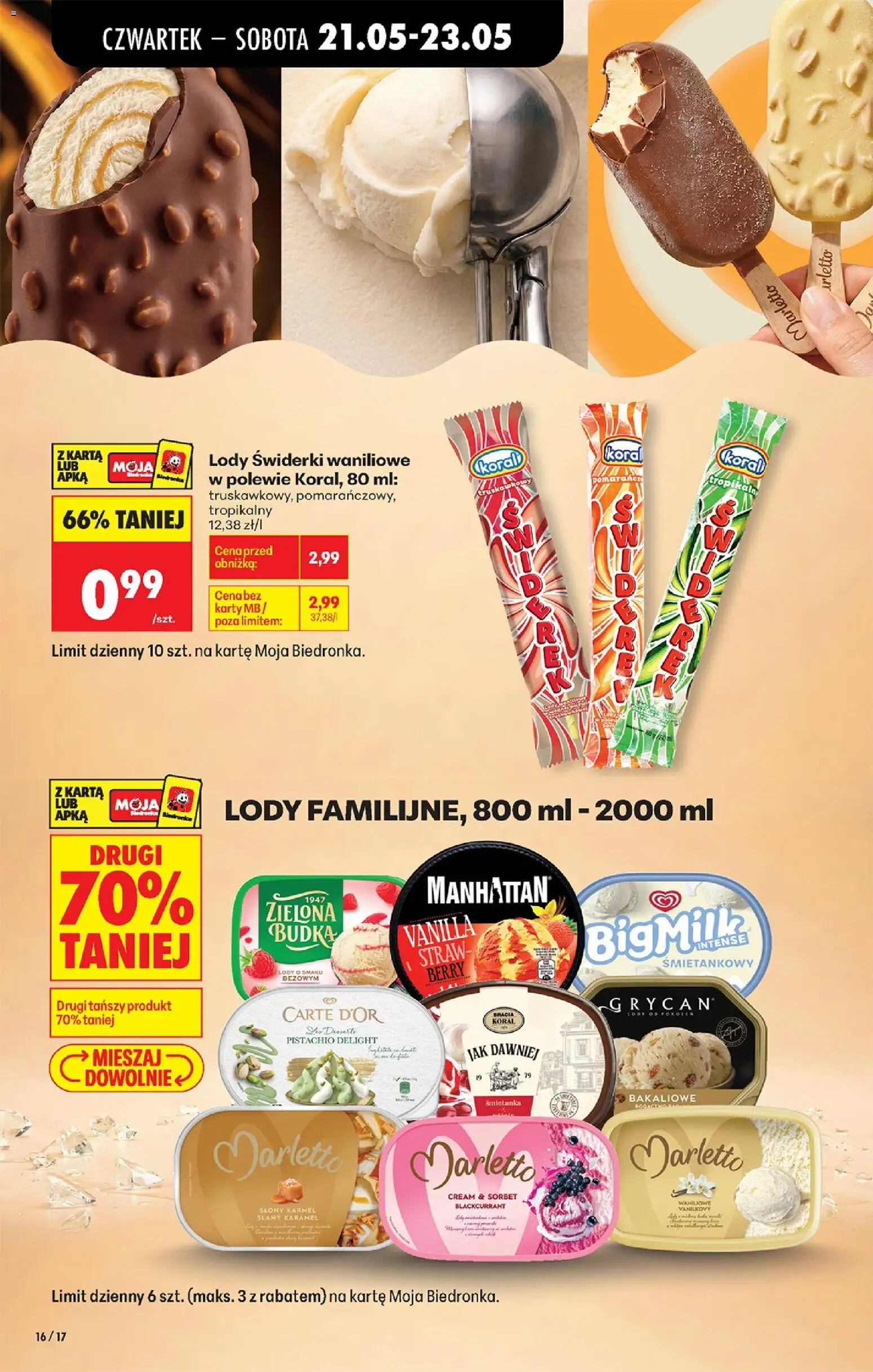 Biedronka gazetka od czwartku od 21.05.2026 | Strona: 18 | Produkty: Karta, Big Milk, Sorbet, Lody