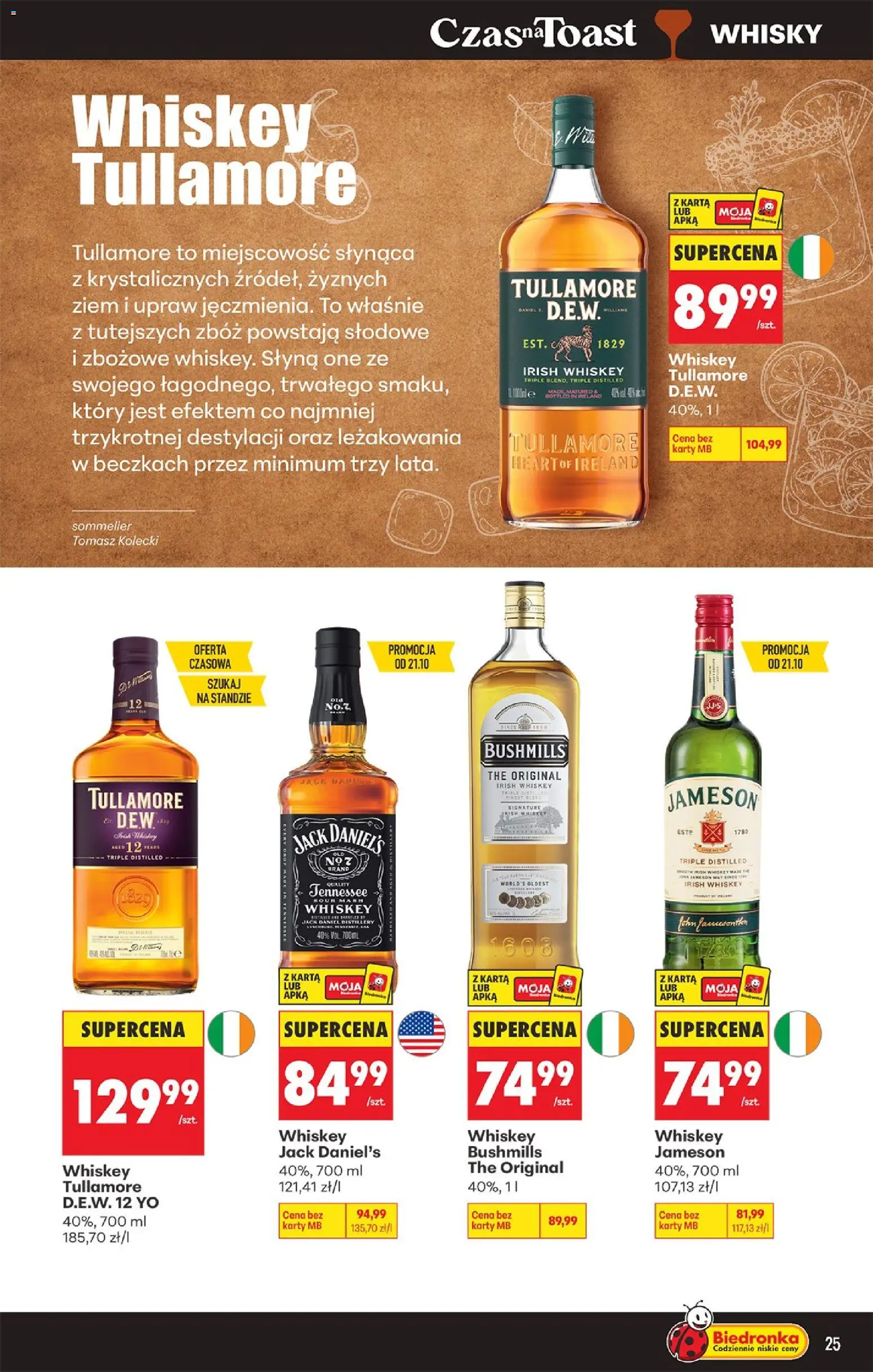 Biedronka Polsko leták - Czas na toast od 19.10.2026 | Strana: 25 | Produkty: Whiskey, Whisky, Bushmills, Jameson whiskey
