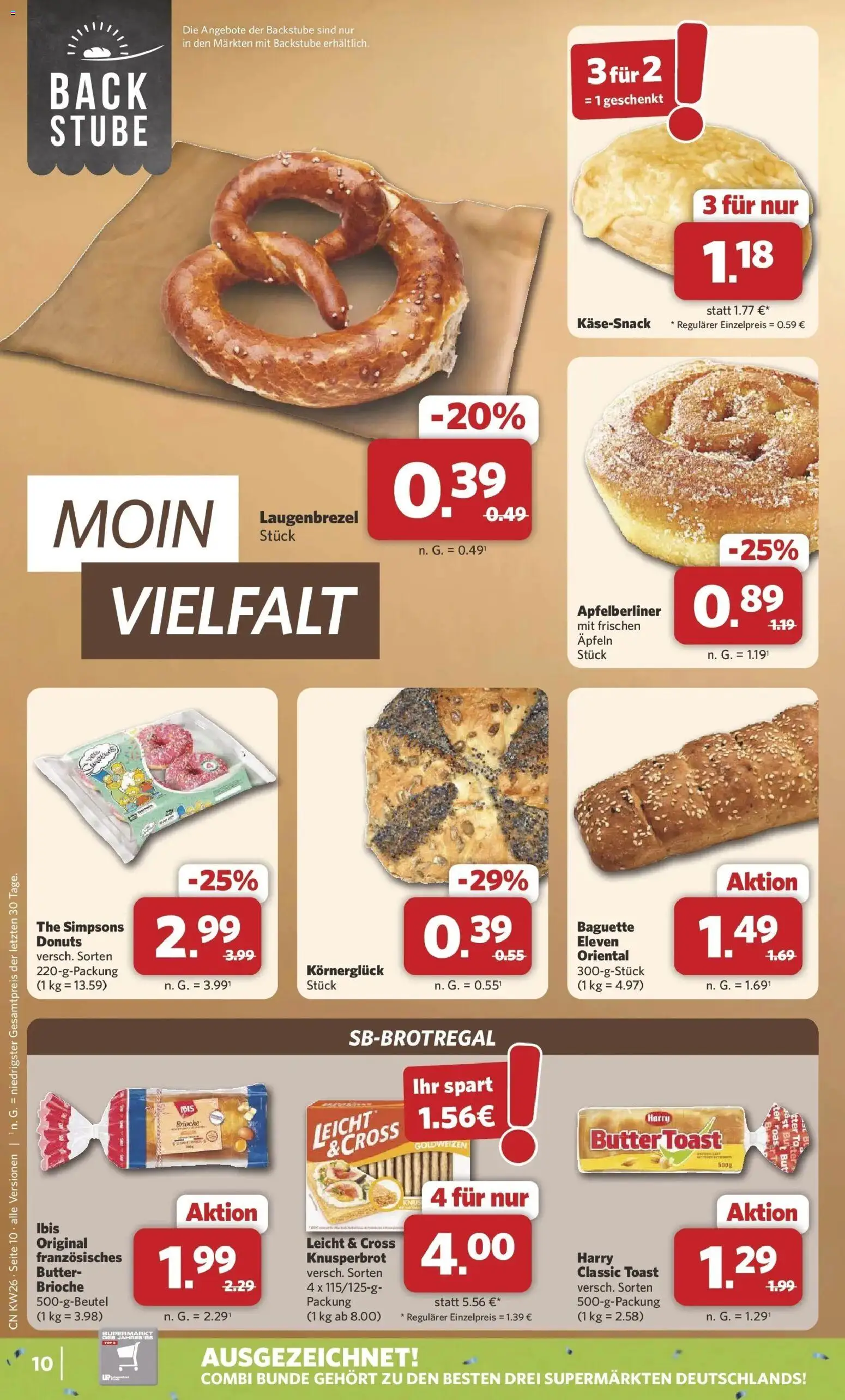 Combi Prospekt Celle – gültig ab 22.06.2026 | Seite: 10 | Produkte: Butter, Toast, Baguette, Donuts