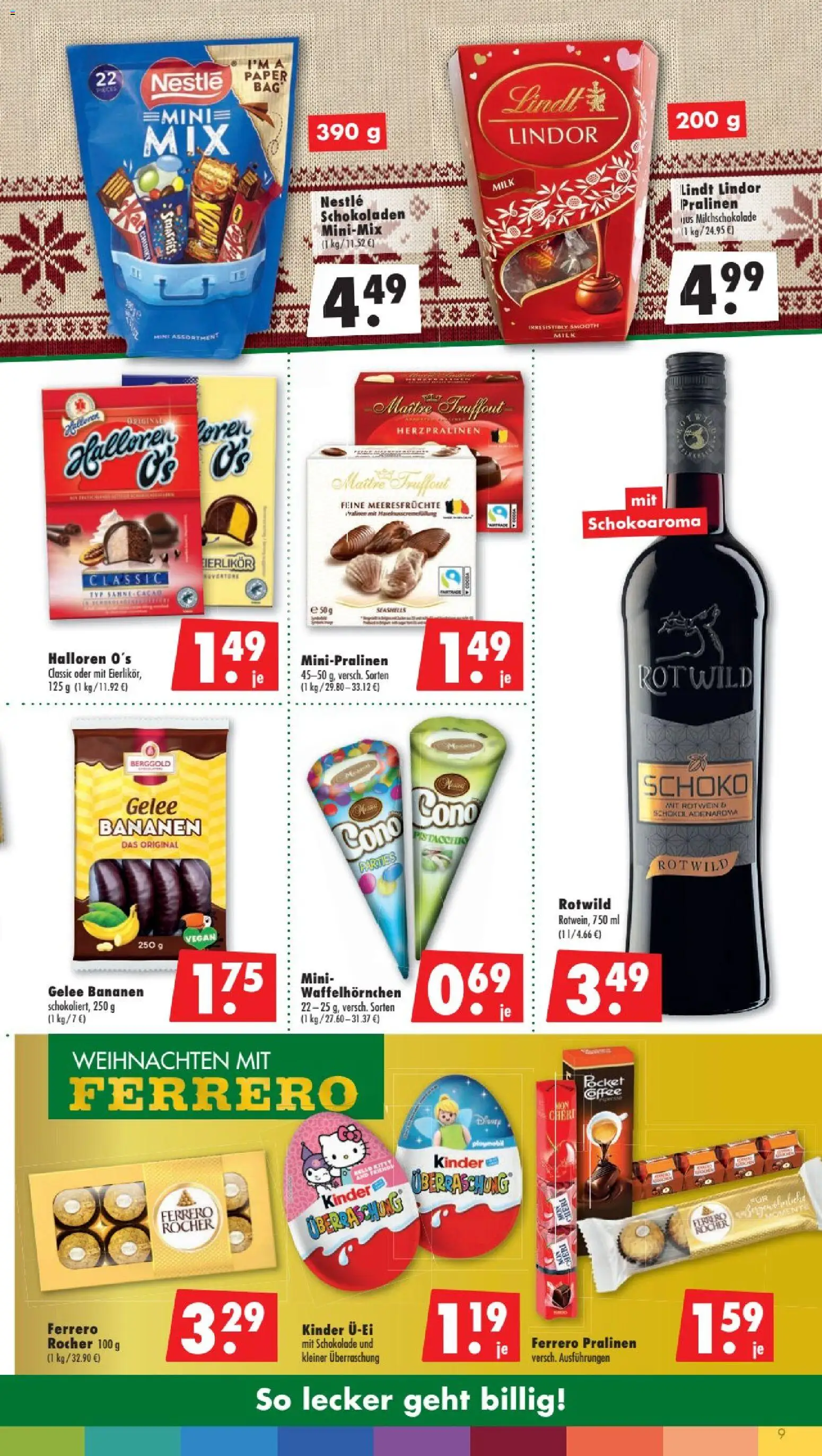 Mäc Geiz Prospekt – gültig ab 28.09.2026 | Seite: 9 | Produkte: Rotwein, Bananen, Meeresfrüchte, Lindt