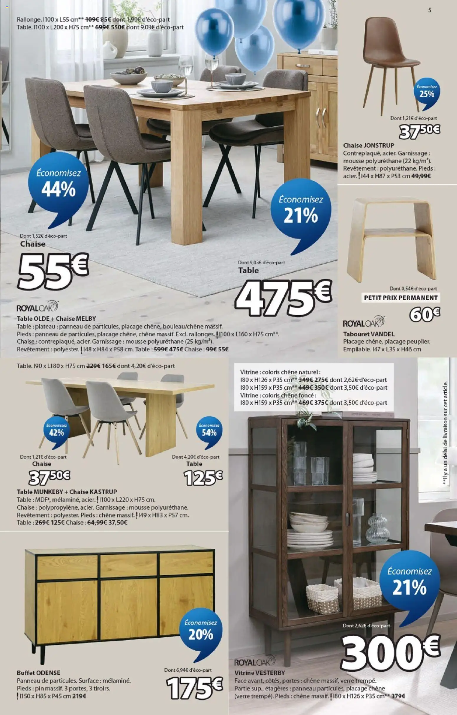 {H1} | Page: 5 | Produits: Plateau, Table, Chaise, Portes