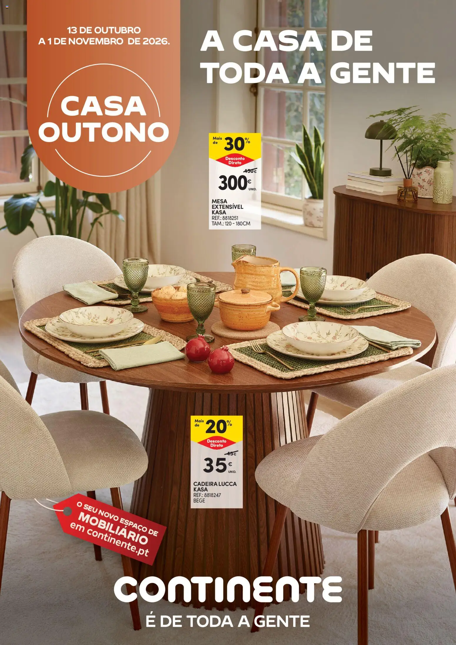 Continente Casa Outono │ válido de 13/10/2026 | Página: 1 | Produtos: Mesa, Cadeira