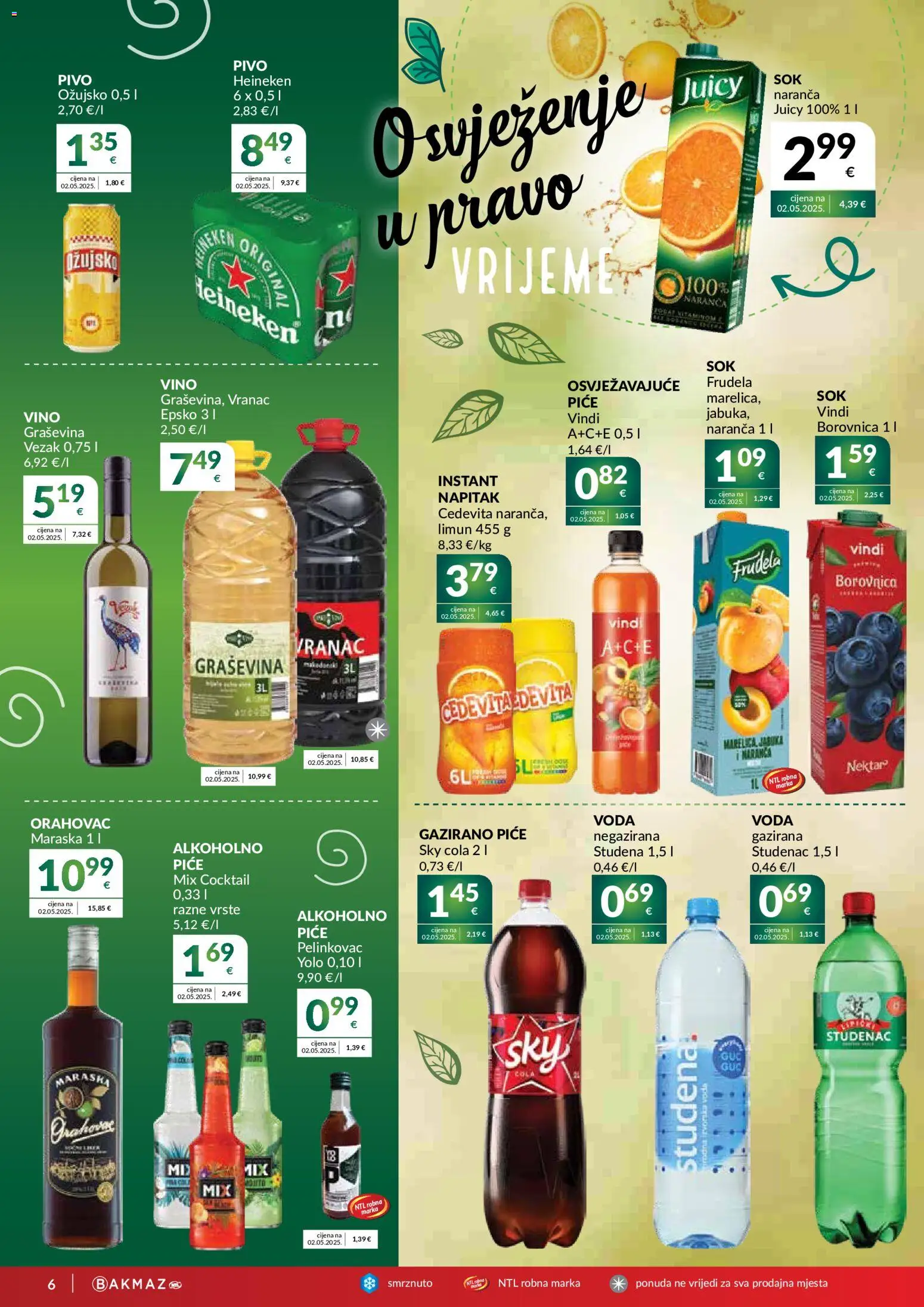 Bakmaz katalog | vrijedi od 27.05.2026 | Stranica: 6 | Proizvodi: Sky Cola, Ožujsko, Voda, Borovnica