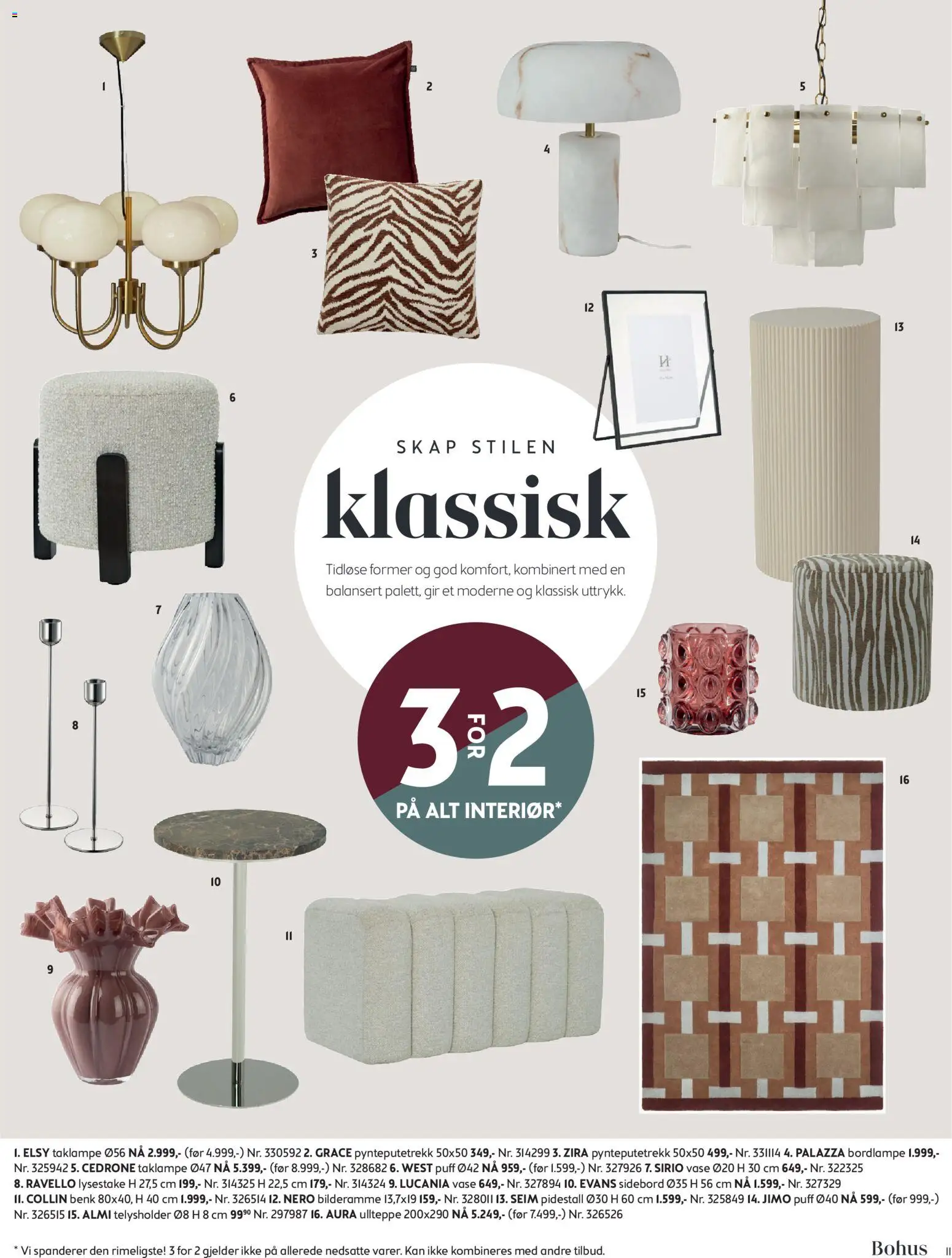 {H1} | Side: 11 | Produkter: Taklampe, Puff, Sidebord, Vase