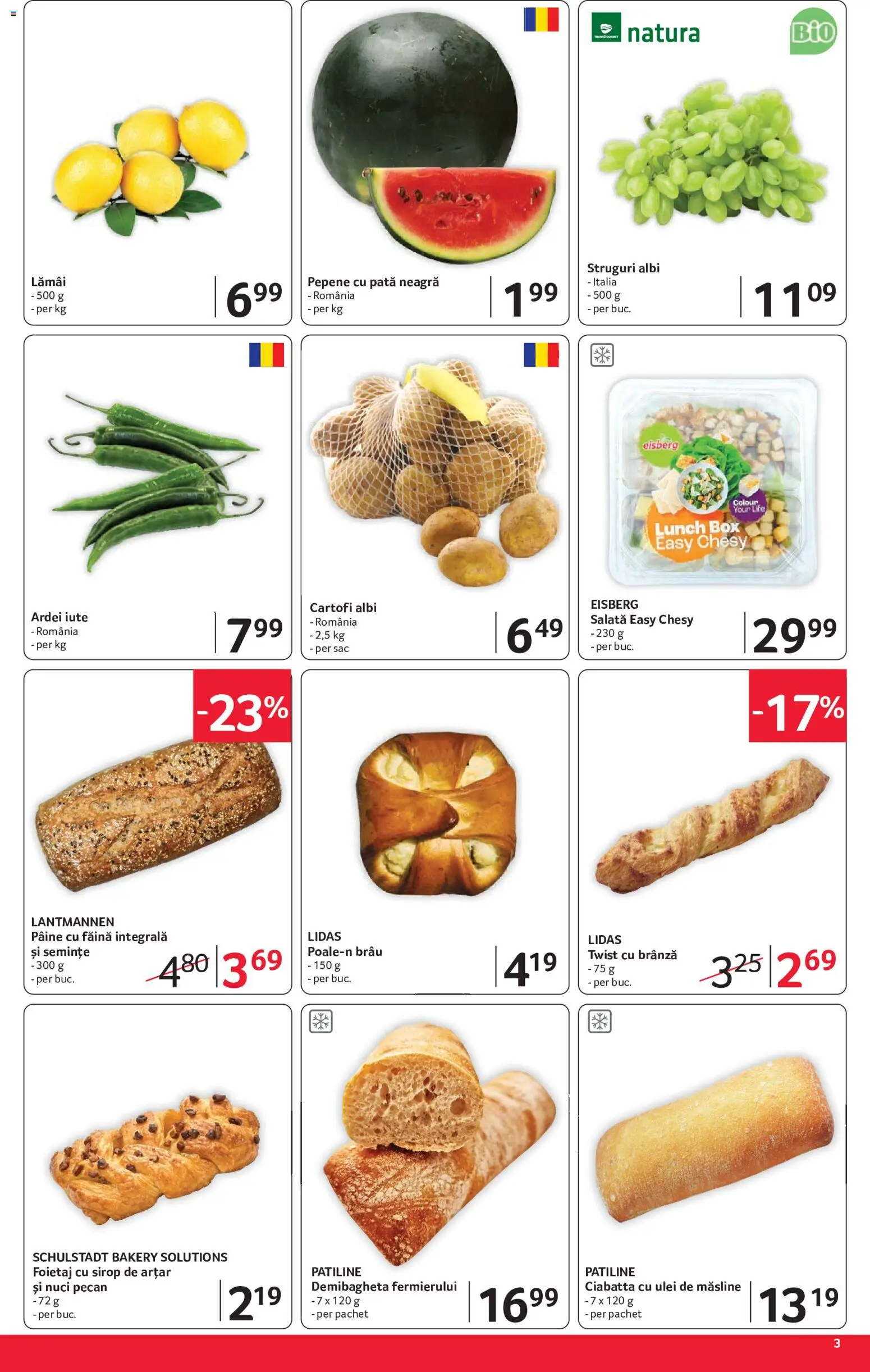 Noul catalog Selgros – valabil de la 07.08.2026 | Pagină: 3 | Produse: Struguri, Pâine, Făină, Salată