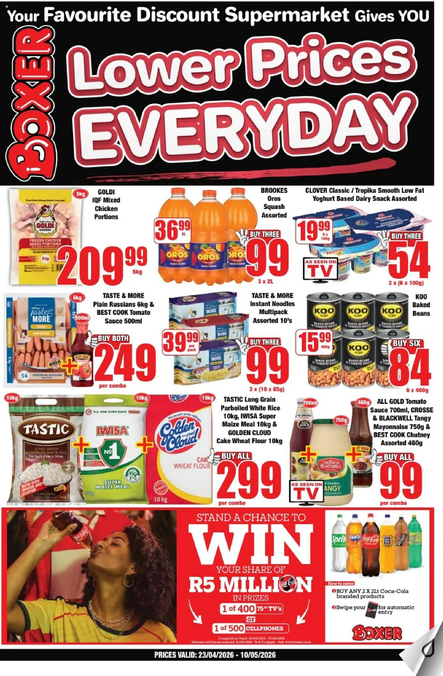 New Boxer catalogue – valid from 23.04.2026 | Page: 1 | Products: Rice, Noodles, Tomato sauce, Sauce