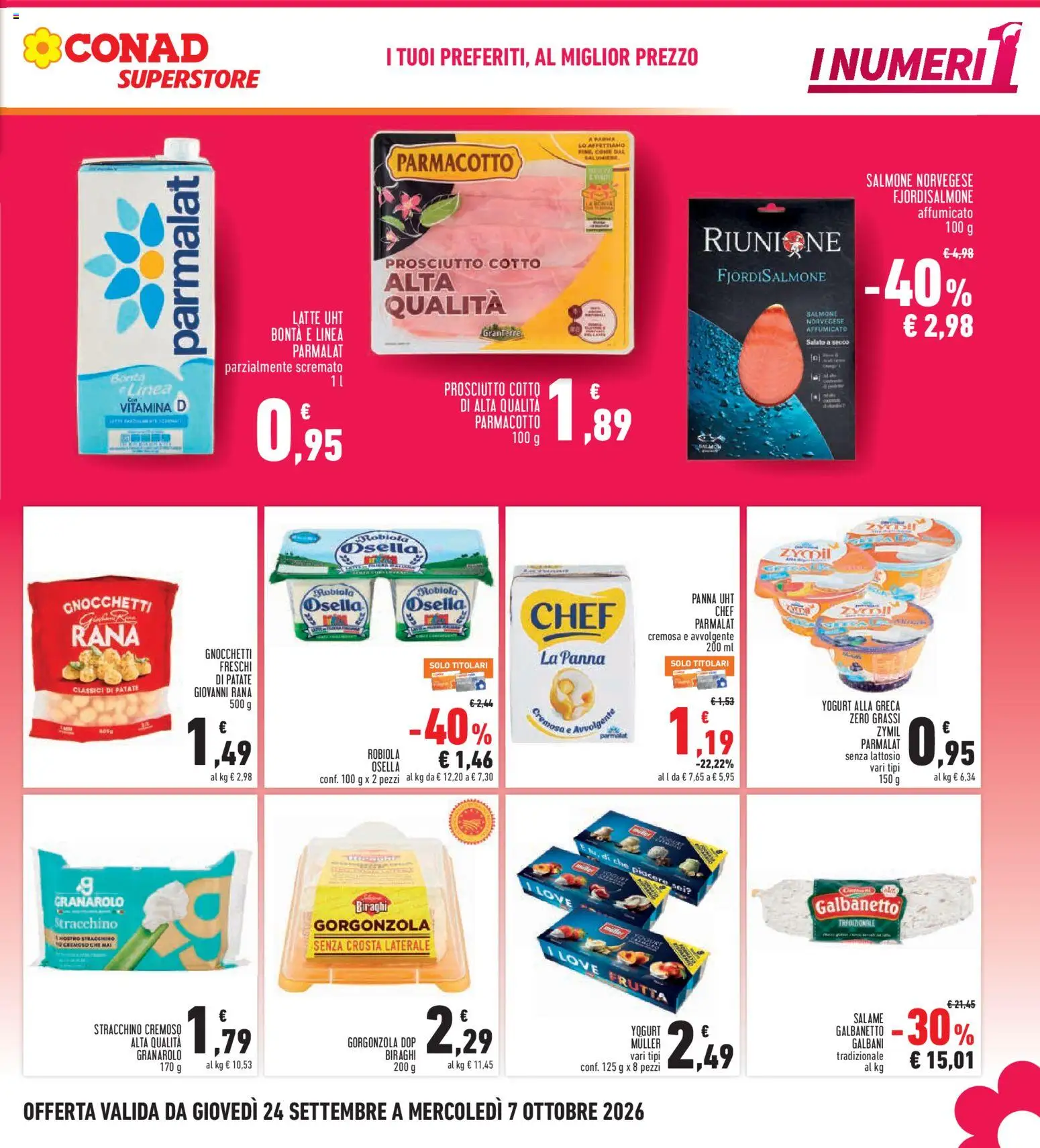 Volantino Conad del 24/09/2026 | Pagina: 3 | Prodotti: Prosciutto Cotto, Salame, Salmone, Frutta
