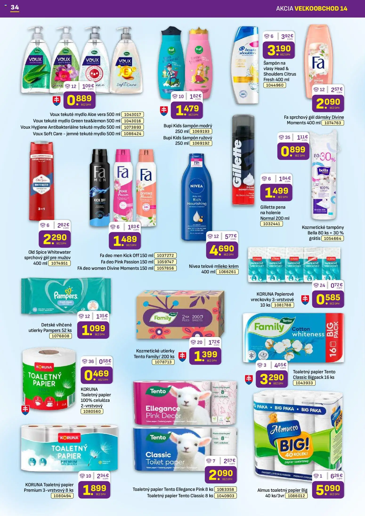 Nové Libex akcie – leták je platný od 13.07.2026 | Strana: 34 | Produkty: Old Spice, Toaletný papier, Telové mlieko, Head & Shoulders
