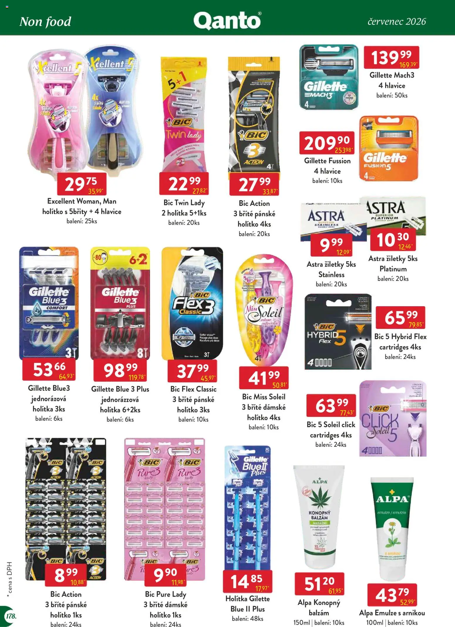 Astur & Qanto leták - Velkoobchod 07/2026 od 01.07.2026 | Strana: 178 | Produkty: Alpa, Žiletky, Aloe vera, Gillette Mach3