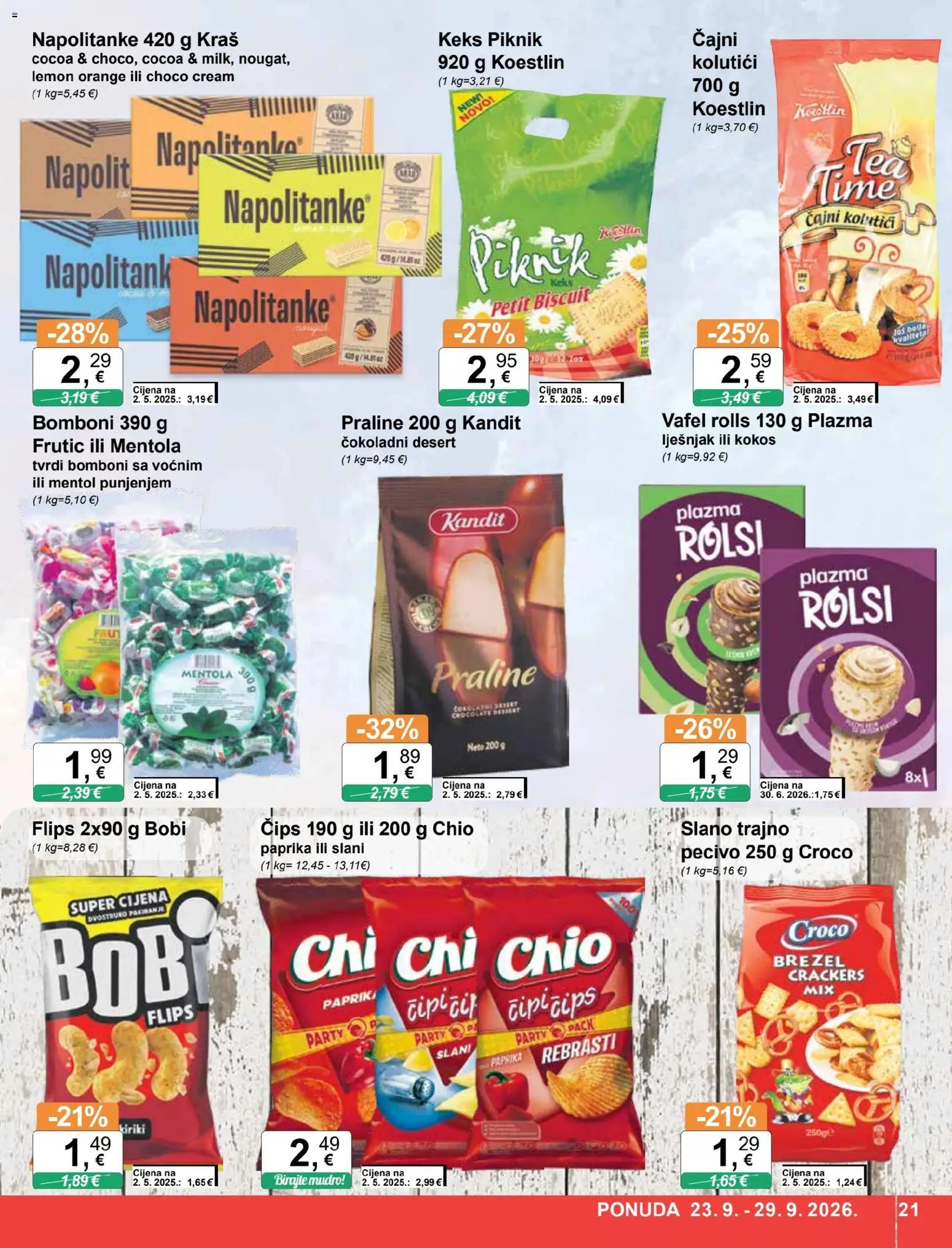 KTC katalog | vrijedi od 23.09.2026 | Stranica: 21 | Proizvodi: Flips, Praline, Paprika, Kokos