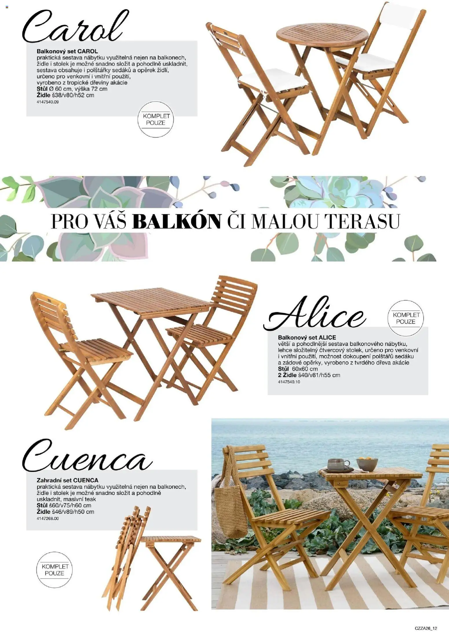 Sconto nábytek katalog - Zahradní speciál od 01.01.2026 | Strana: 12 | Produkty: Polštářky, Stolek, Stůl, Židle