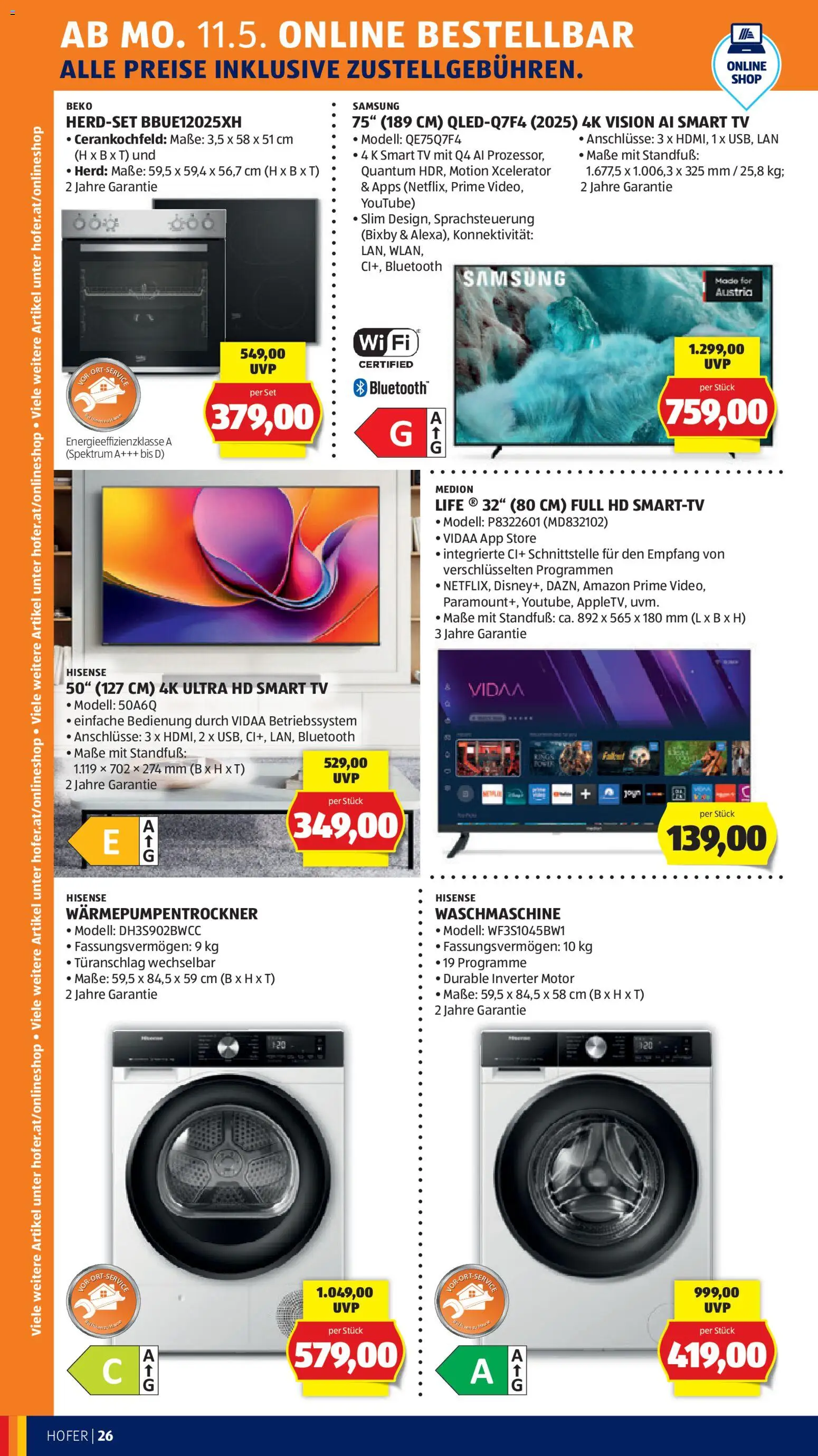 Hofer Flugblatt gültig ab 06.05.2026 | Seite: 32 | Produkte: TV, Waschmaschine, Herd, Samsung