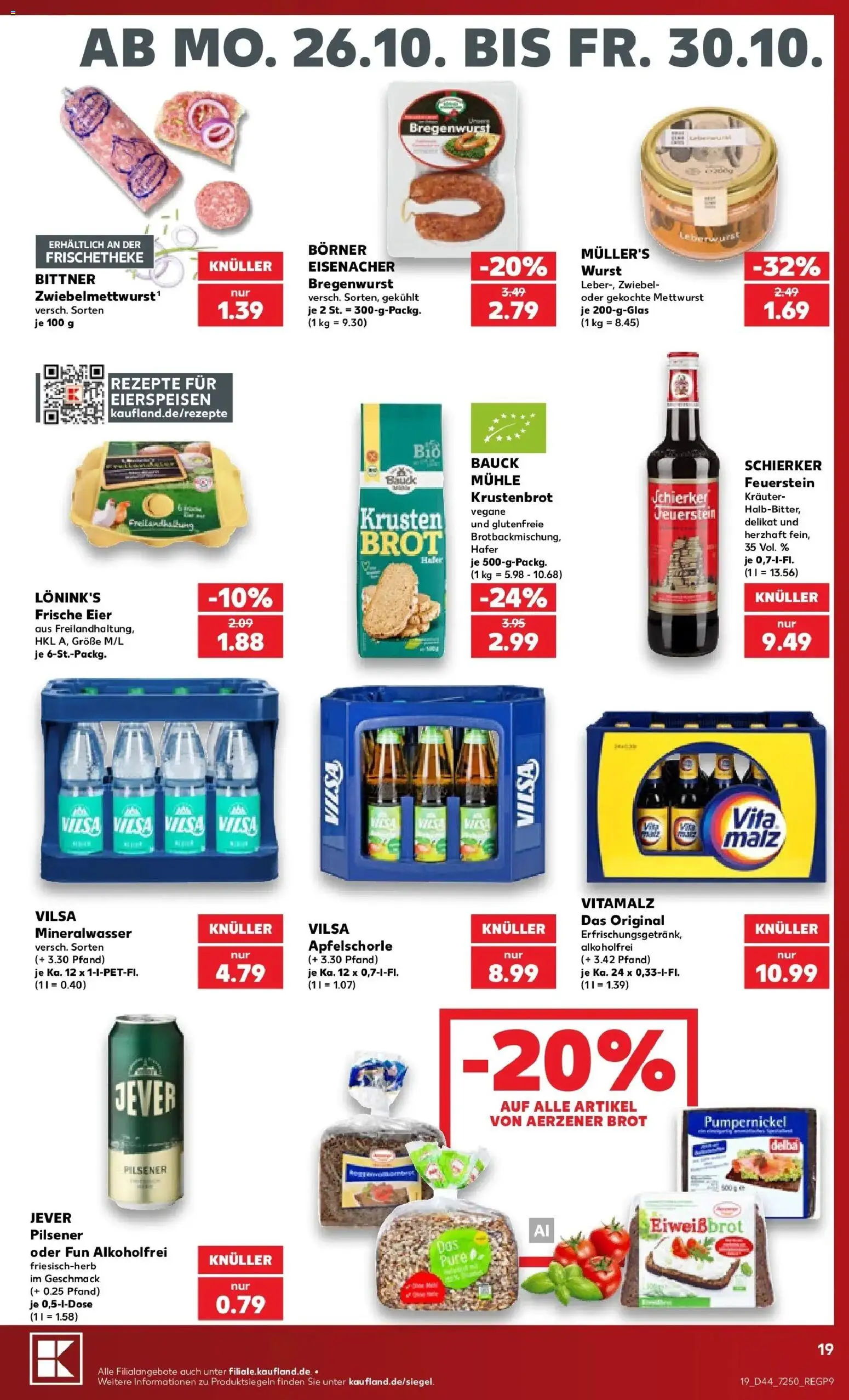Prospekt Kaufland ab 26.10.2026 » Angebote Online zum Blättern | Seite: 23 | Produkte: Mühle, Mineralwasser, Wurst, Brot